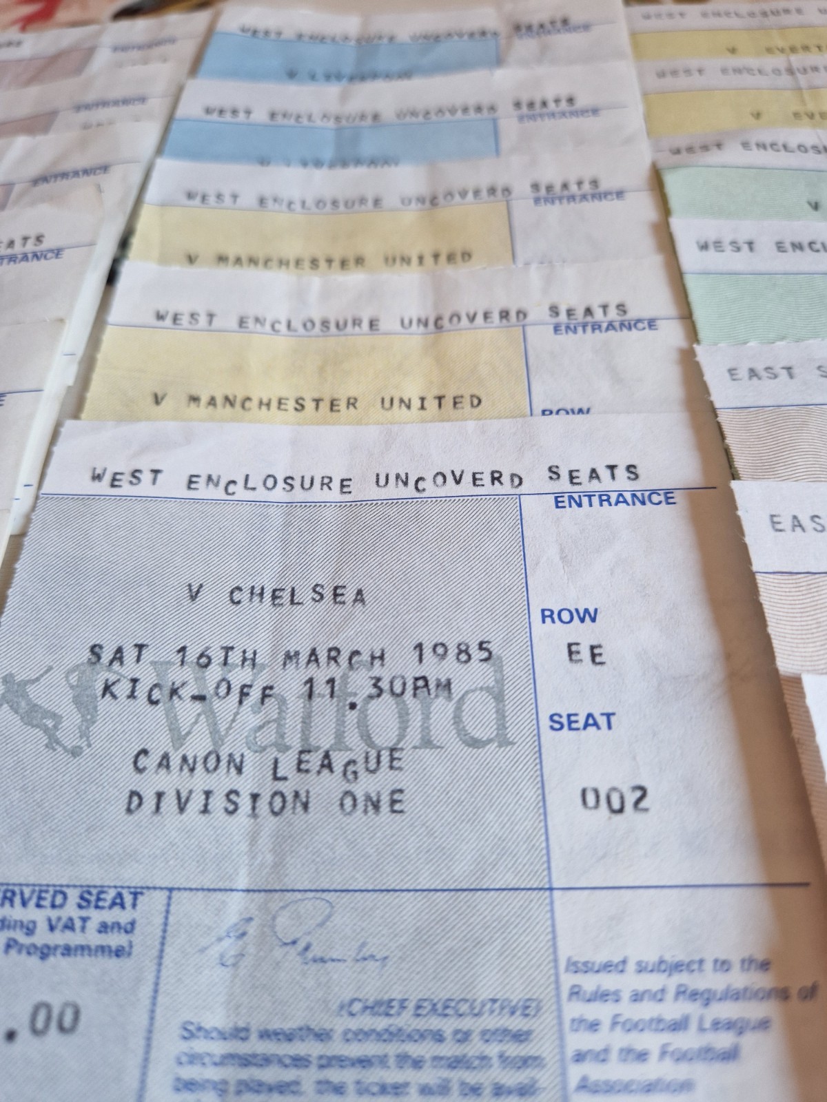BUNDLE OF WATFORD FC TICKET STUBS FROM 1980s for sale on Ebay