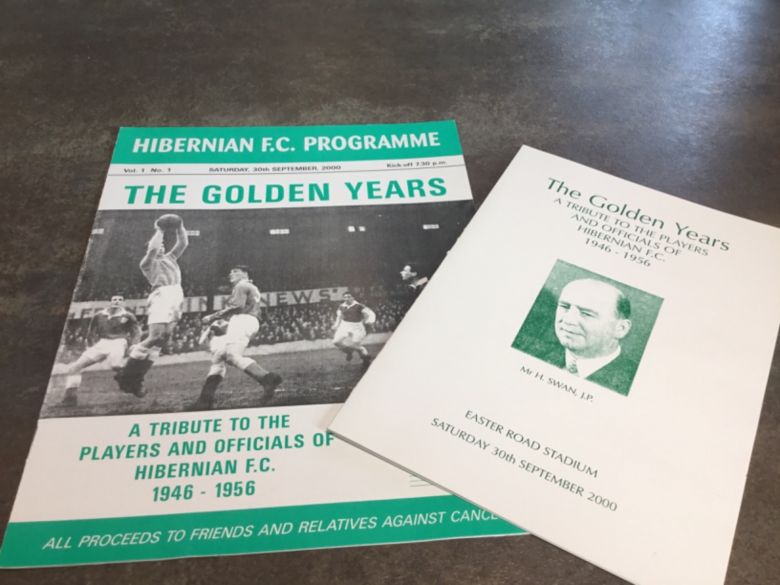 Hibernian Golden Years 1946 to 1956 Tribute Programme + Menu for sale on Ebay