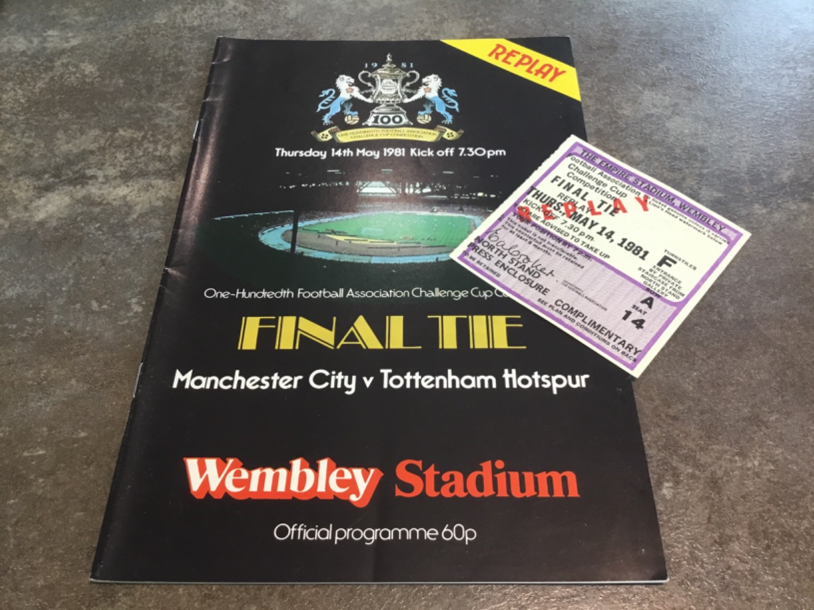 Manchester City v Tottenham 14 May 1981 FA Cup Final Replay + Match Ticket for sale on Ebay