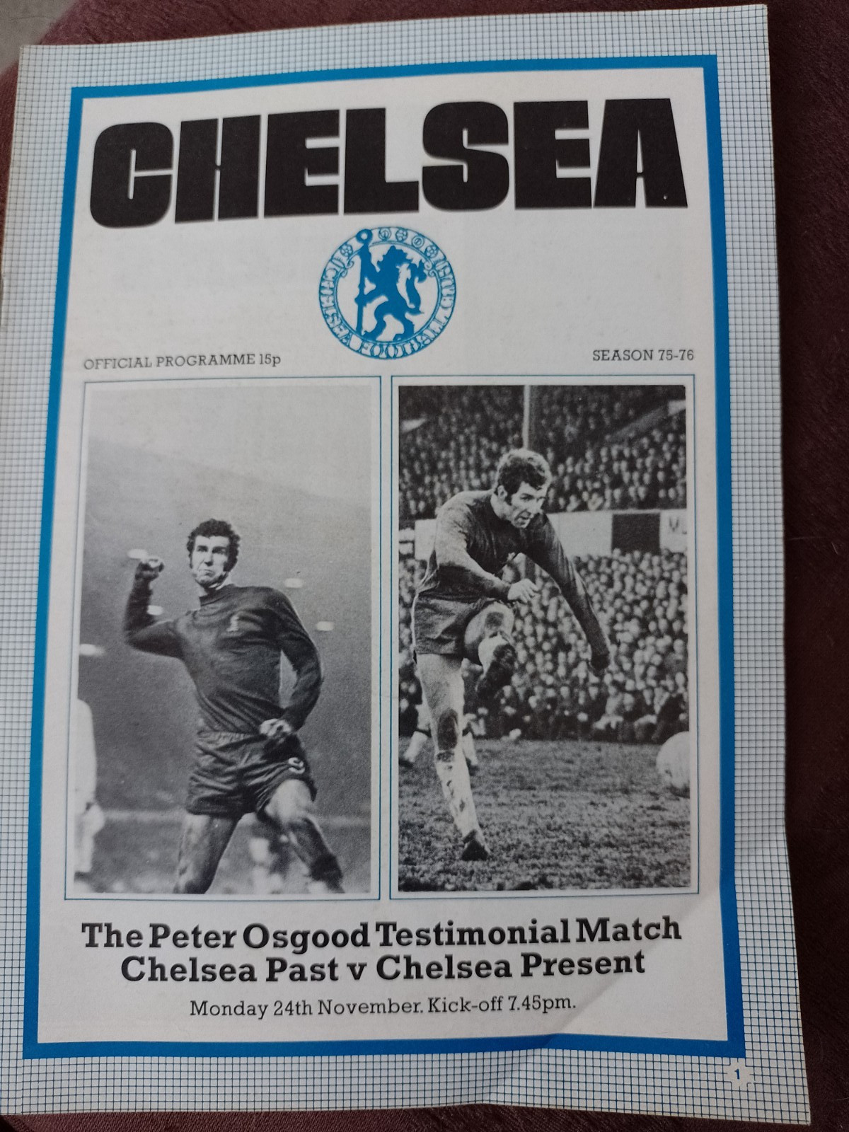 Chelsea past v Chelsea present Peter Osgood testimonial programme for sale on Ebay