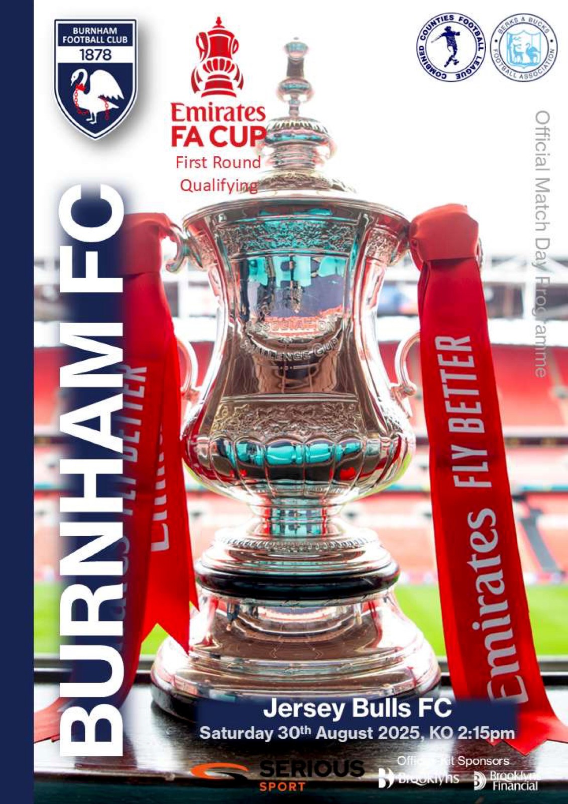 Burnham v Jersey Bulls FA Cup Saturday 30th August 2025 for sale on Ebay