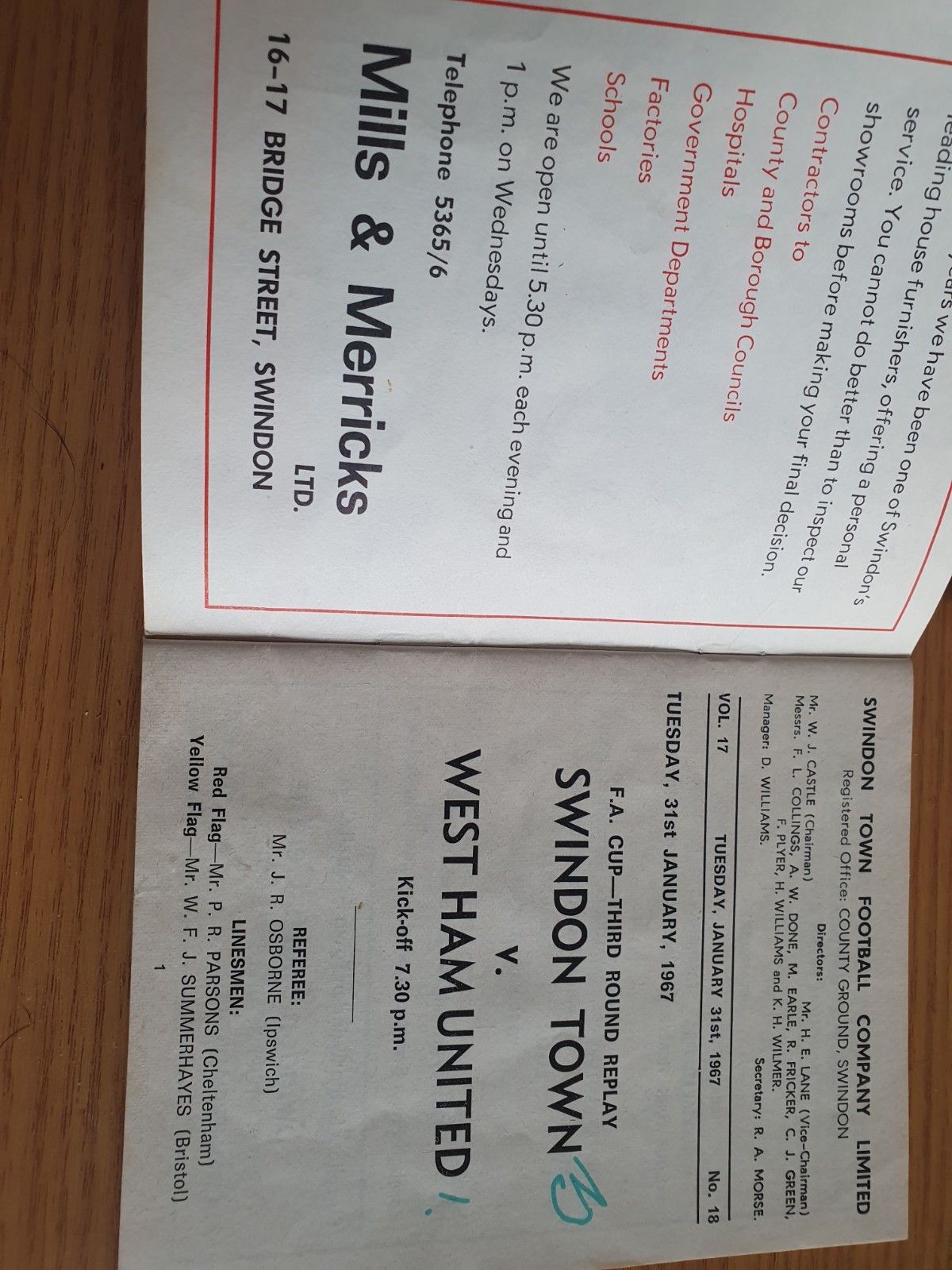 Swindon Town V West Ham Football Programmes 1960s X 3 for sale on Ebay