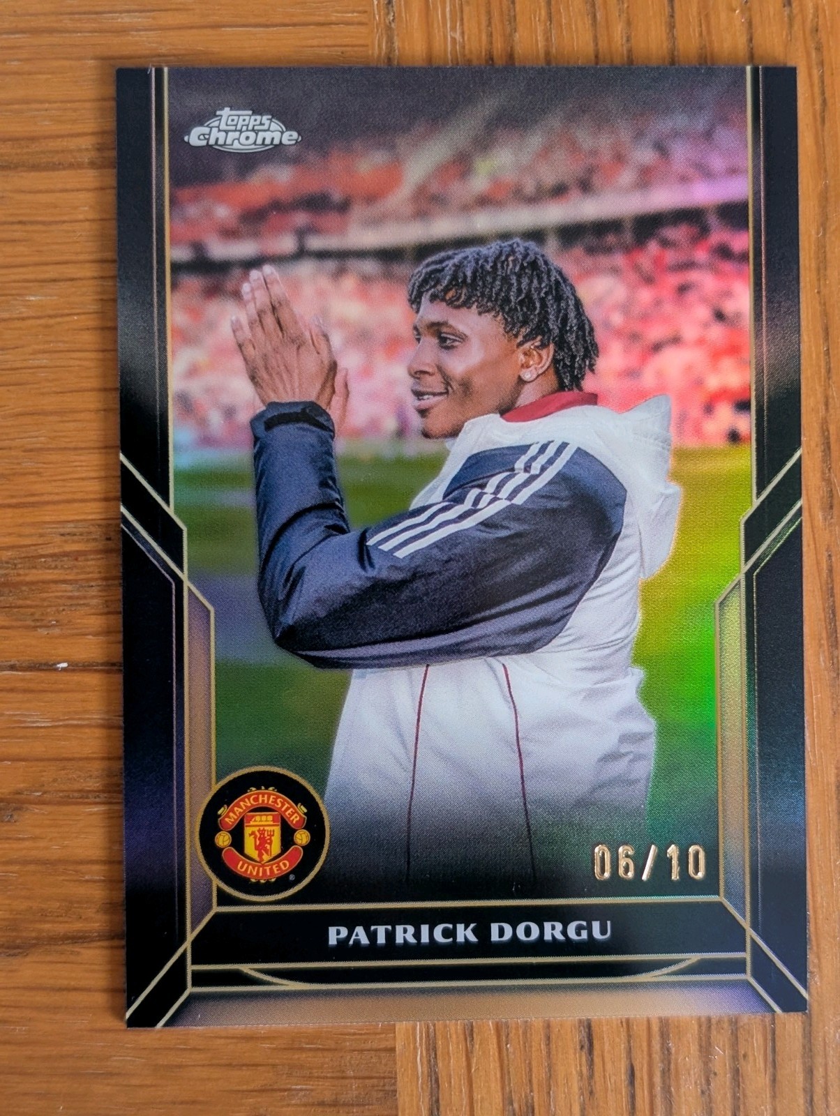 2024-25 Topps Chrome Manchester United Deluxe Patrick Dorgu Black Refractor /10 for sale on Ebay