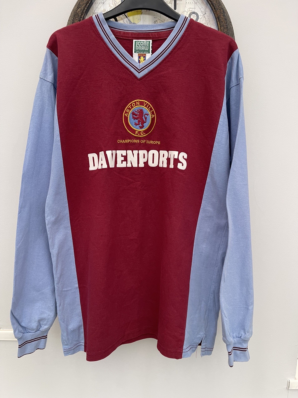Aston Villa Score Draw 1982/83 retro home shirt Davenports sponsor for sale on Ebay