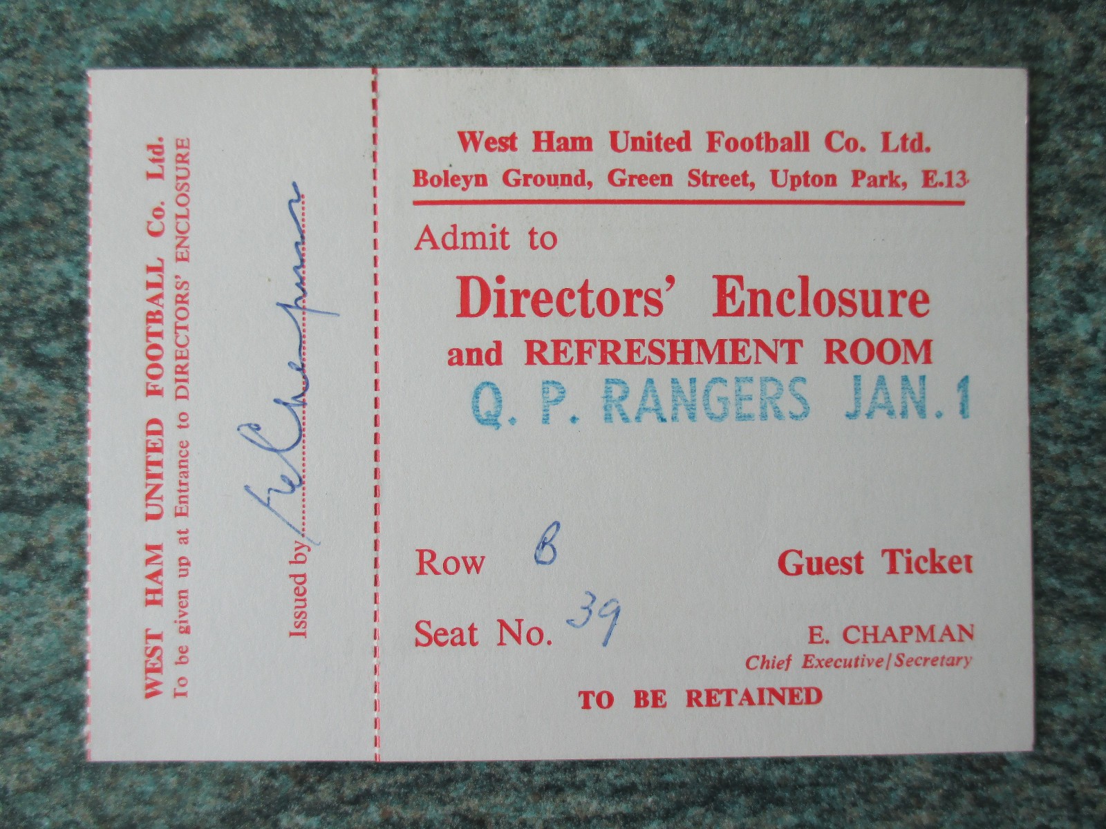 WEST HAM V QUEENS PARK RANGERS 1985 DIV ONE DIRECTORS TICKET 1984/85 QPR RARE for sale on Ebay