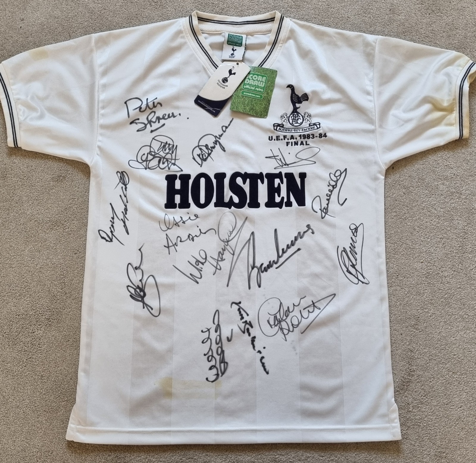 TOTTENHAM HOTSPUR Retro Shirt Signed x14 1983 84 UEFA Cup Final Squad Ardiles + for sale on Ebay