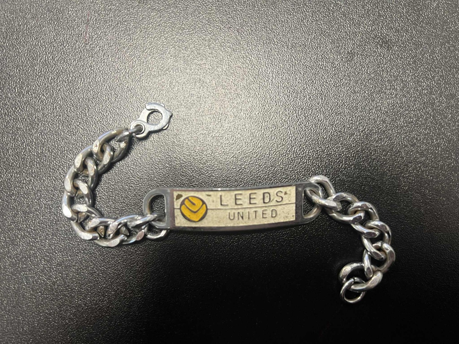 Silver Coloured Leeds United Metal Bracelet White Yellow LUFC 1970s 17.5cm MOT for sale on Ebay