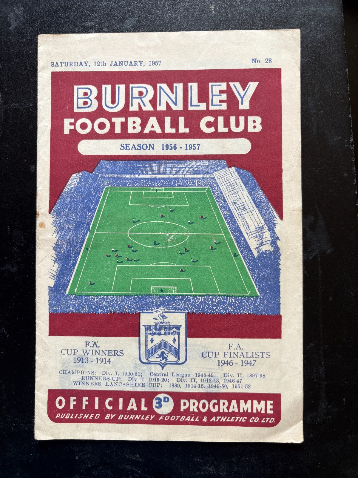 1956-57 Burnley v West Bromwich Albion for sale on Ebay