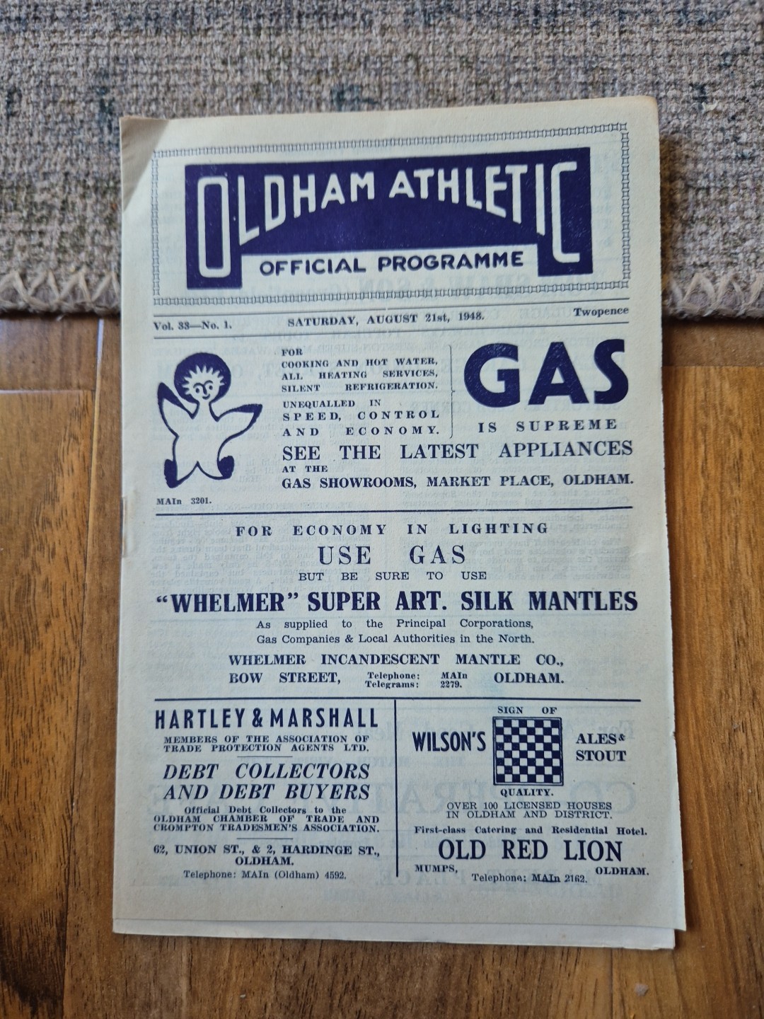 1948 Oldham Athletic v Rotherham United for sale on Ebay