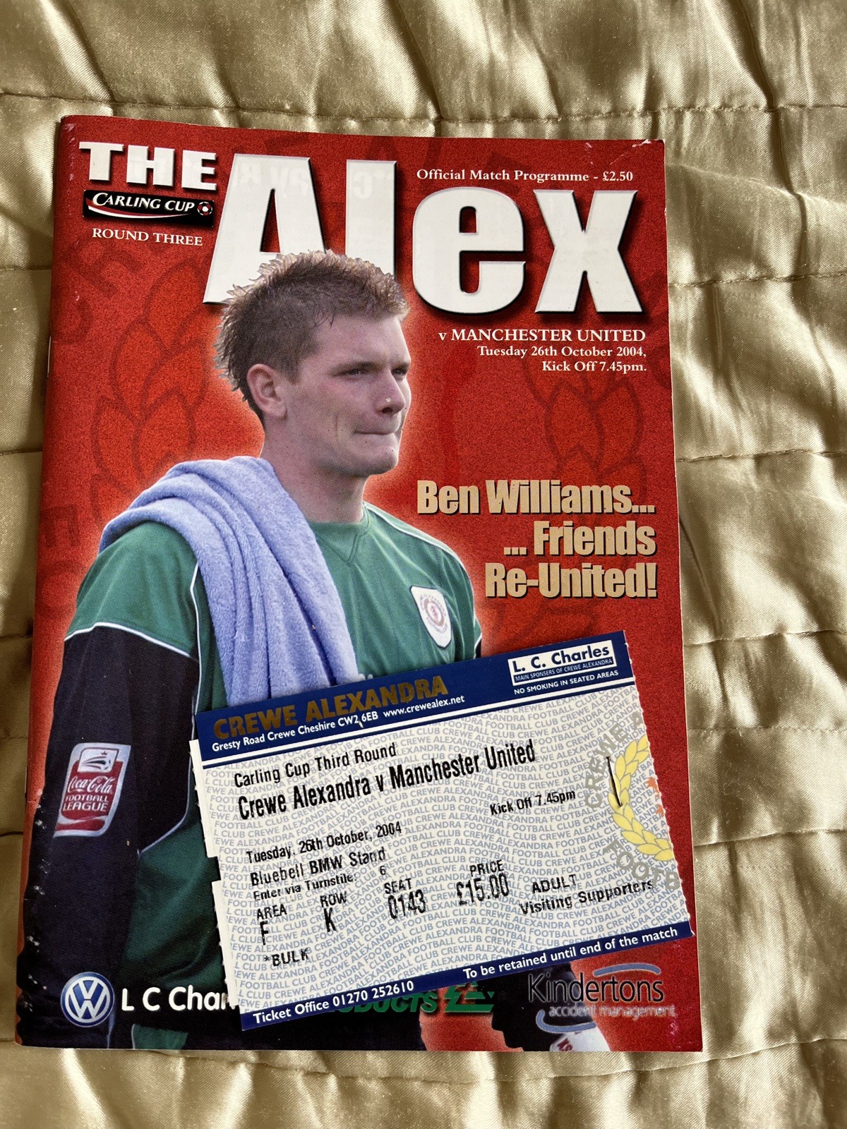 CREWE ALEXANDRA v MANCHESTER UNITED  2004-05  (Carling Cup) Programme & ticket  for sale on Ebay