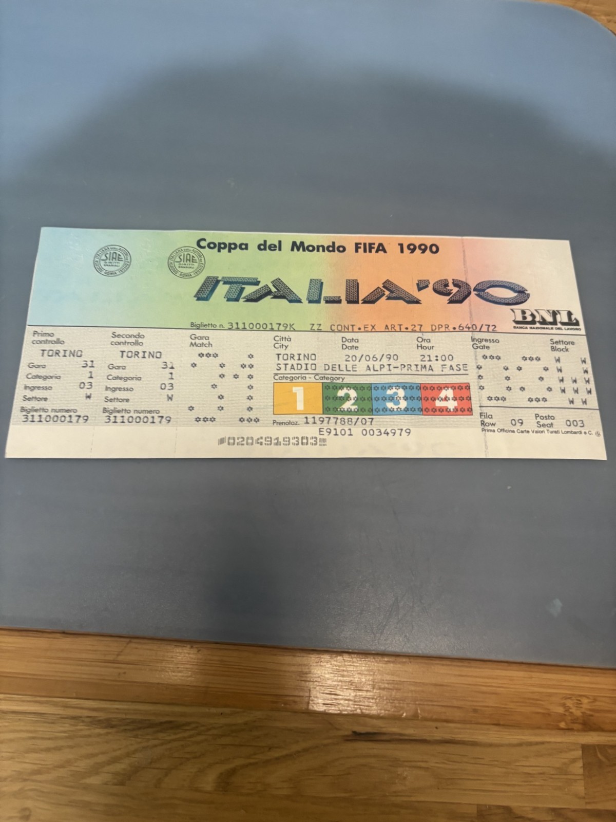 WORLD CUP TICKET ITALIA 1990 SCOTLAND v BRAZIL unused for sale on Ebay