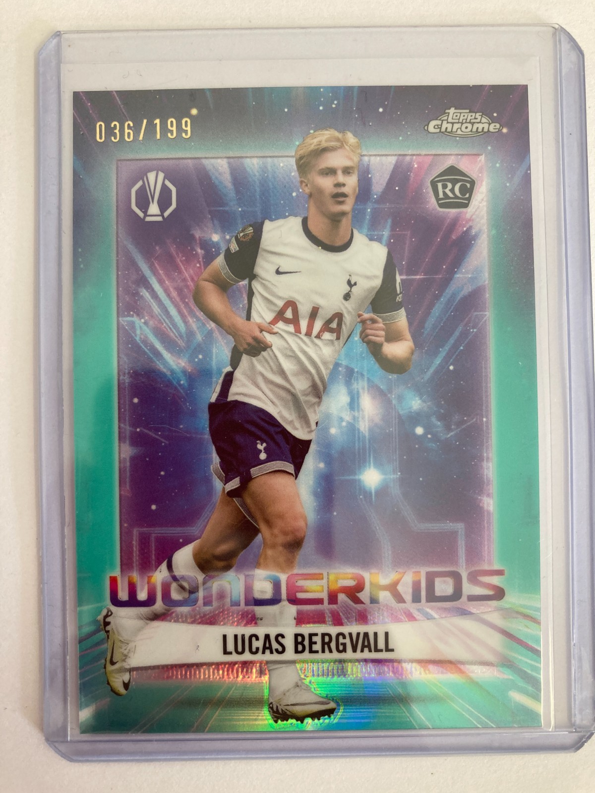 TOPPS CHROME 2025 LUCAS BERGVALL TOTTENHAM HOTSPUR AQUA WONDERKIDS 036/199. for sale on Ebay