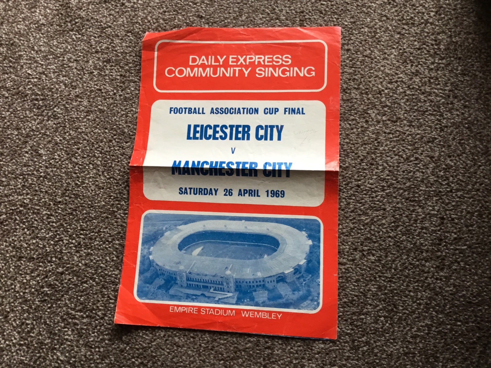 1969 FA Cup Final Song Sheet Leicester City V Manchester City for sale on Ebay
