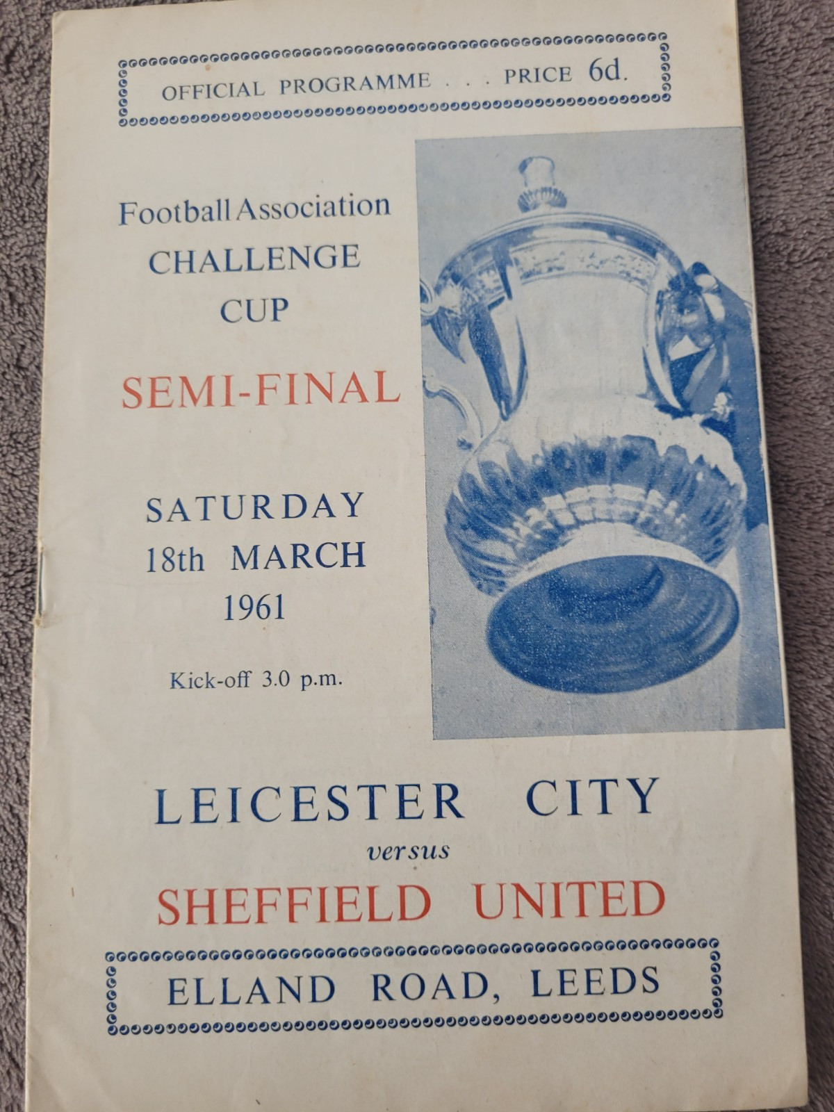 FA Cup Semi Final 1961 Leicester City V Sheffield United for sale on Ebay