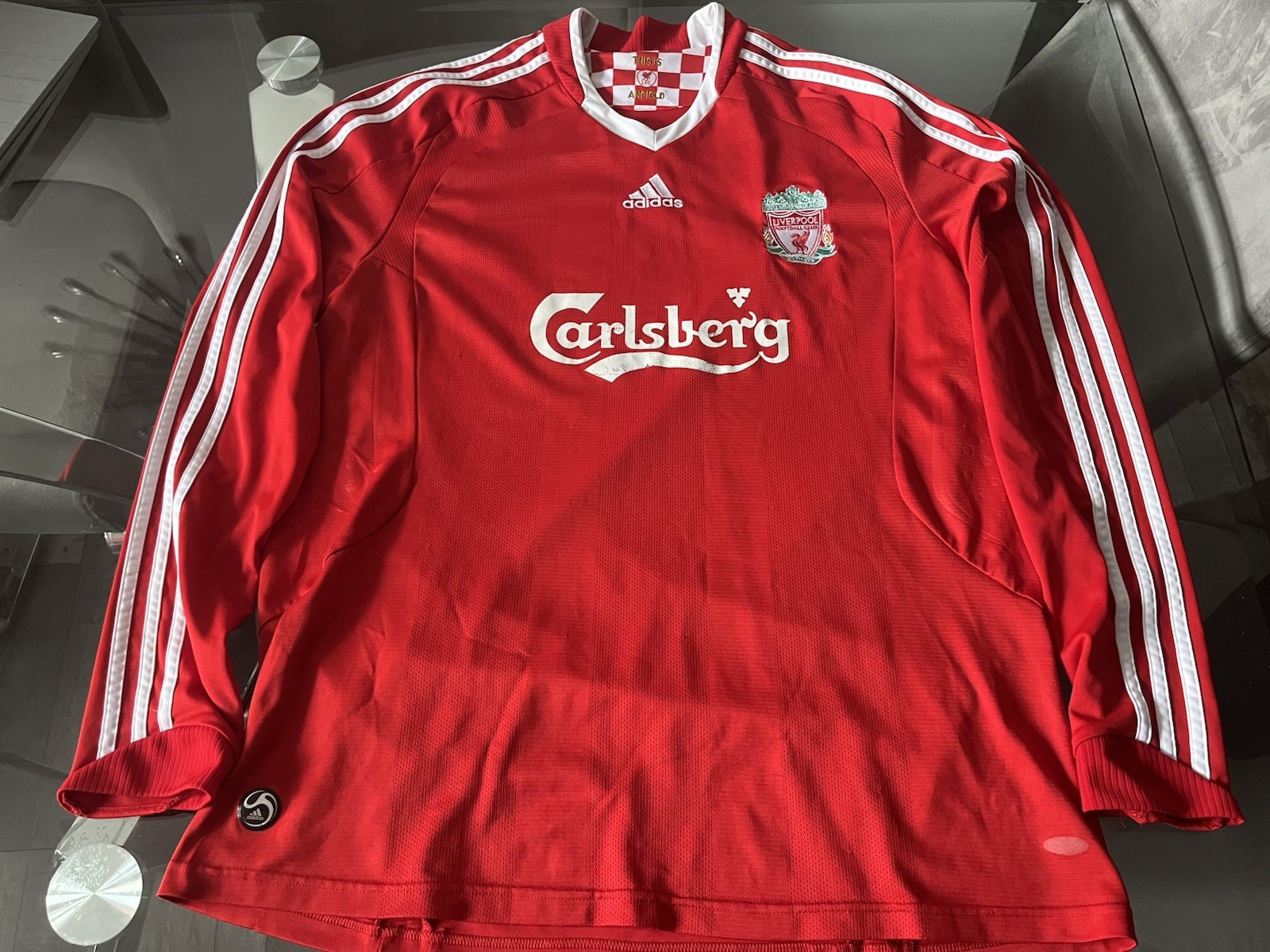 Authentic Liverpool long sleeve home football shirt 2008-10 adidas XL for sale on Ebay