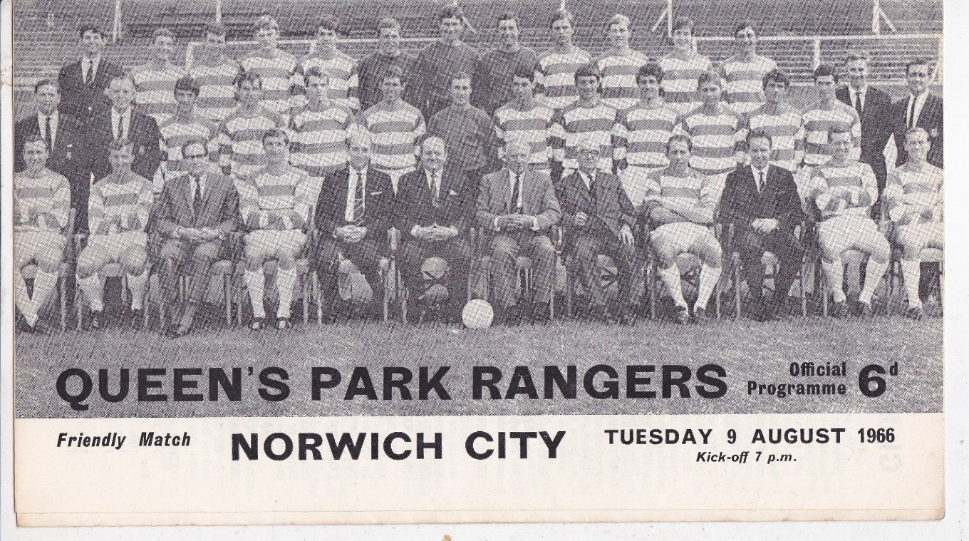 1966   1967   Queens Park Rangers v  NORWICH CITY     Friendly for sale on Ebay