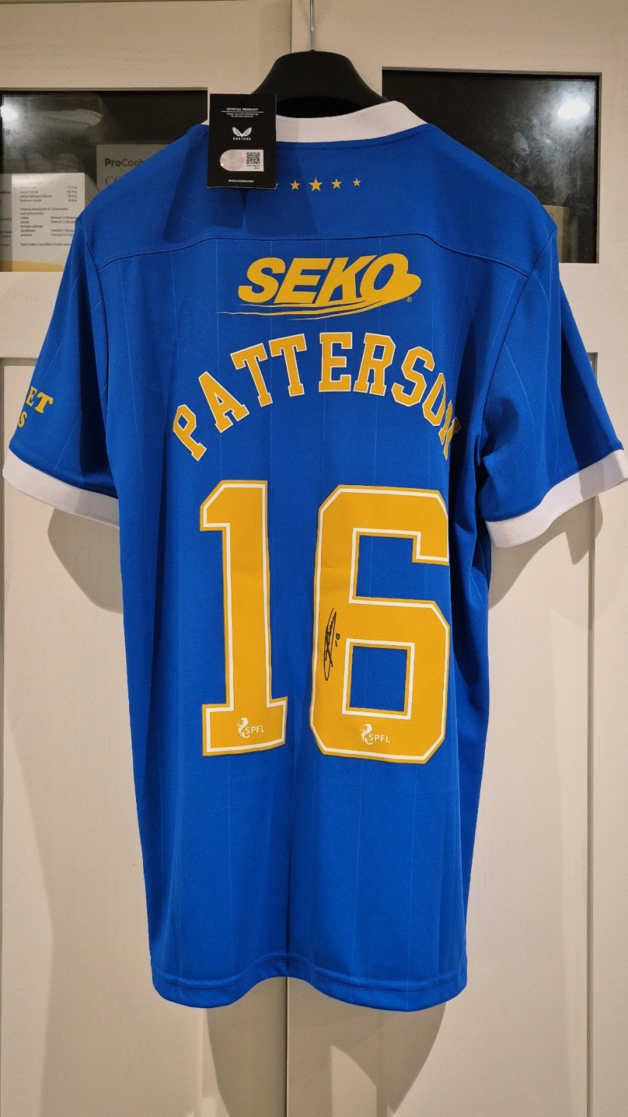 Original Glasgow Rangers Home Football Shirt 21/22 Signed Patterson Brand New for sale on Ebay