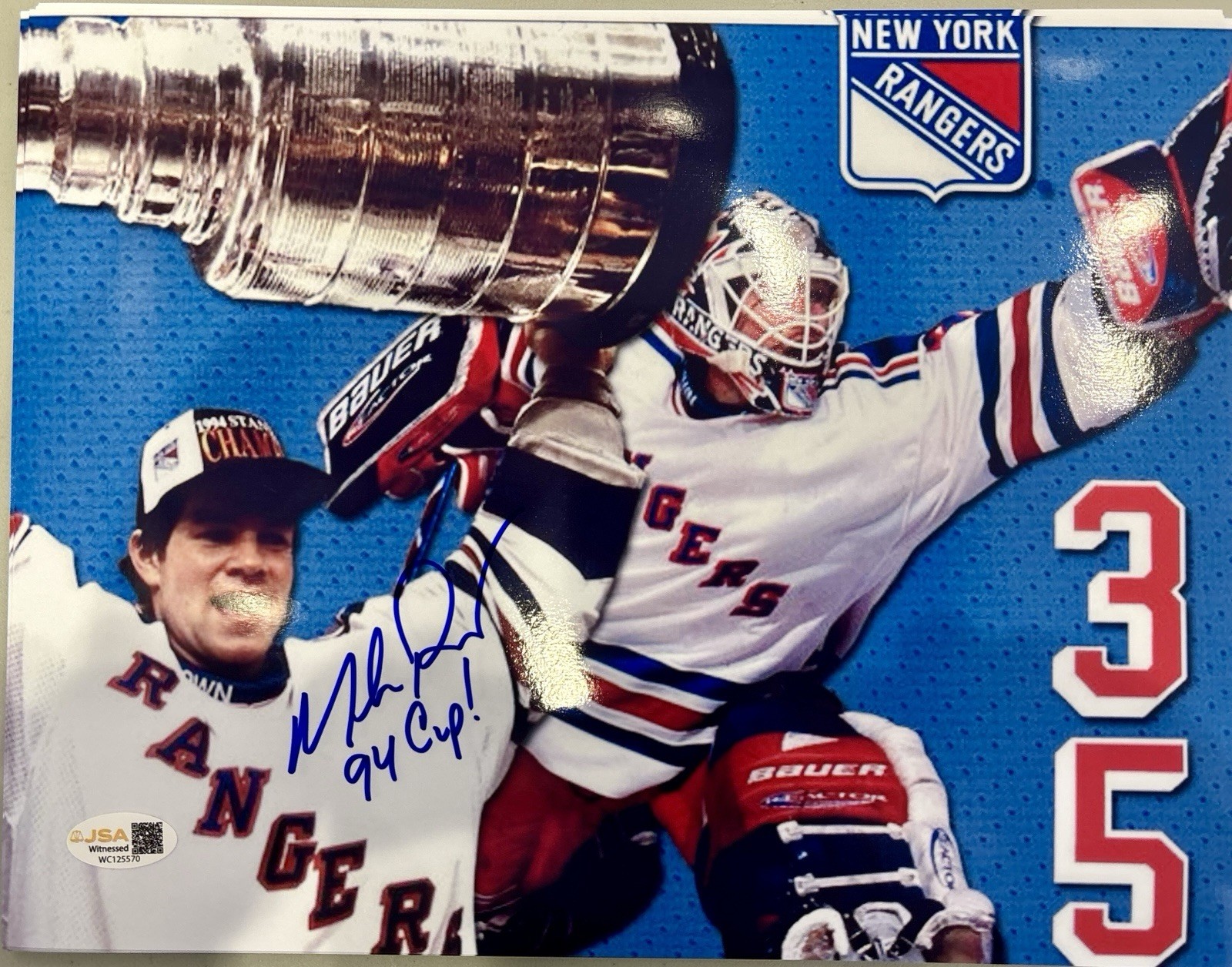 NEW YORK RANGERS LEGEND MIKE RICHTER SIGNED AUTO 8x11 WITH 94 CUP JSA WITNESS for sale on Ebay