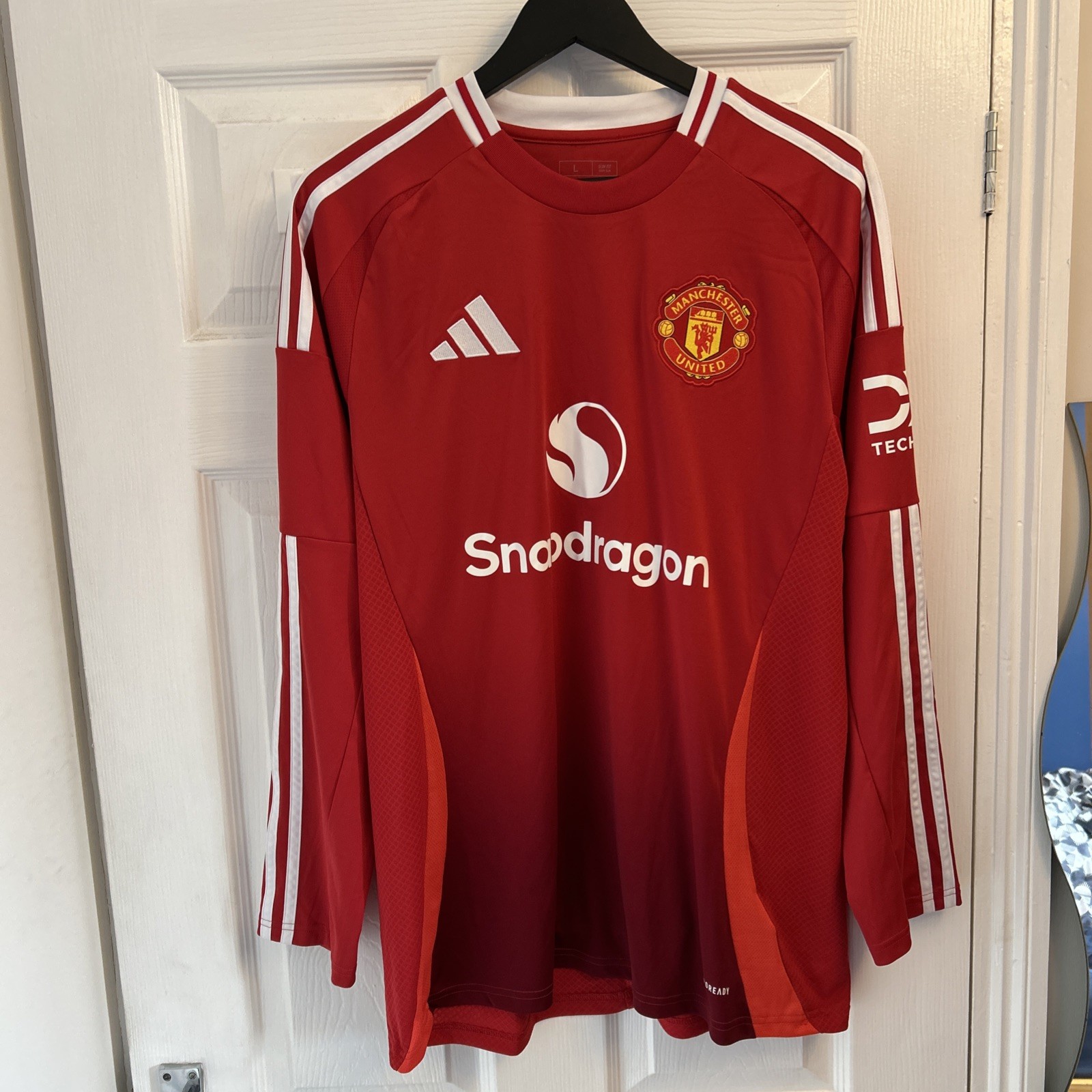 MANCHESTER UNITED ADIDAS LONG SLEEVE 2024 HOME SHIRT SIZE LARGE for sale on Ebay