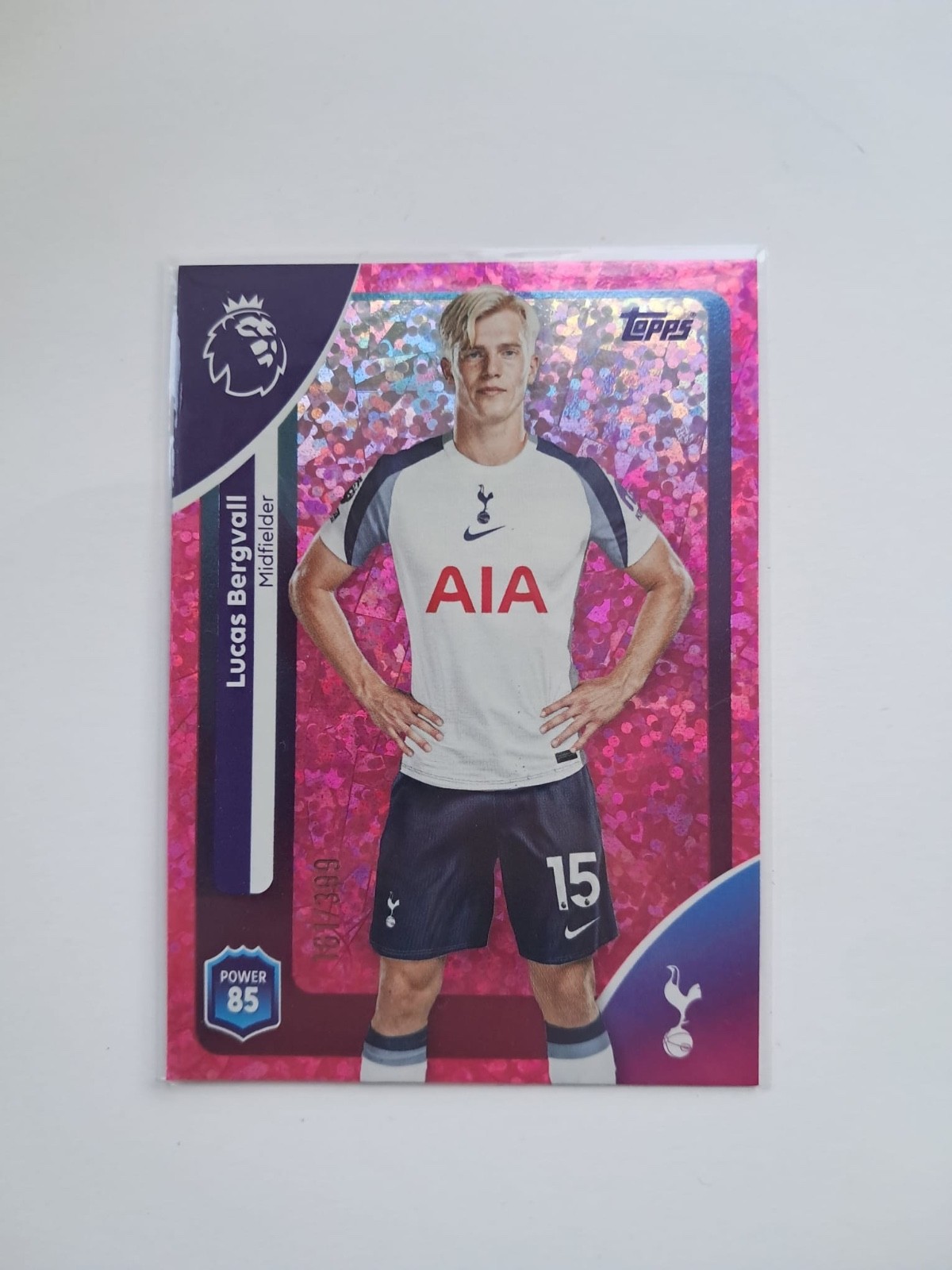 Topps Premier League 25/26 Tottenham Lucas Bergvall Pink Sparkle #161/399 for sale on Ebay