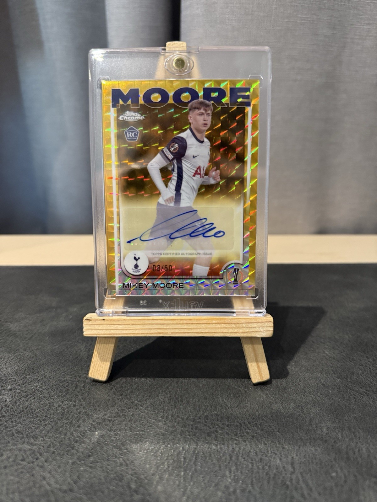 Mikey Moore RC Gold Geometric /50 Tottenham Topps Chrome Breakers Exclusive for sale on Ebay