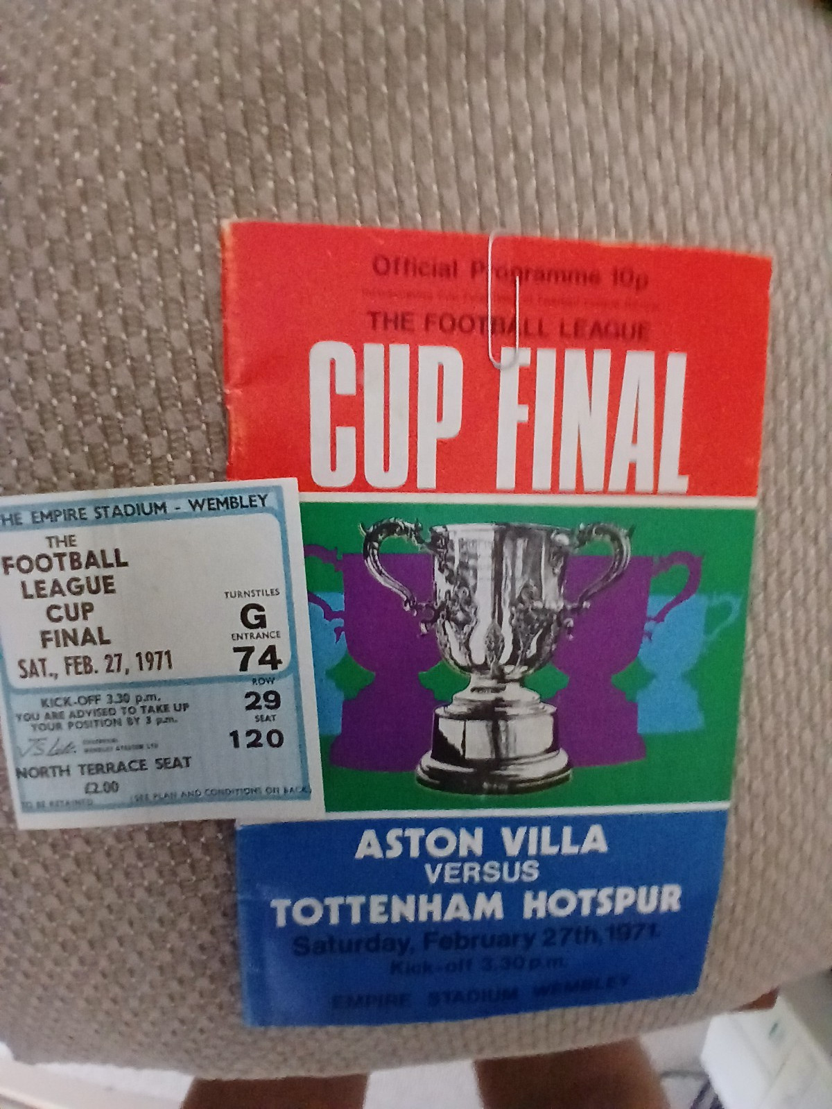 ASTON VILLA v TOTTENHAM HOTSPUR League cup final 27 Feb 1971 Programme + ticket for sale on Ebay