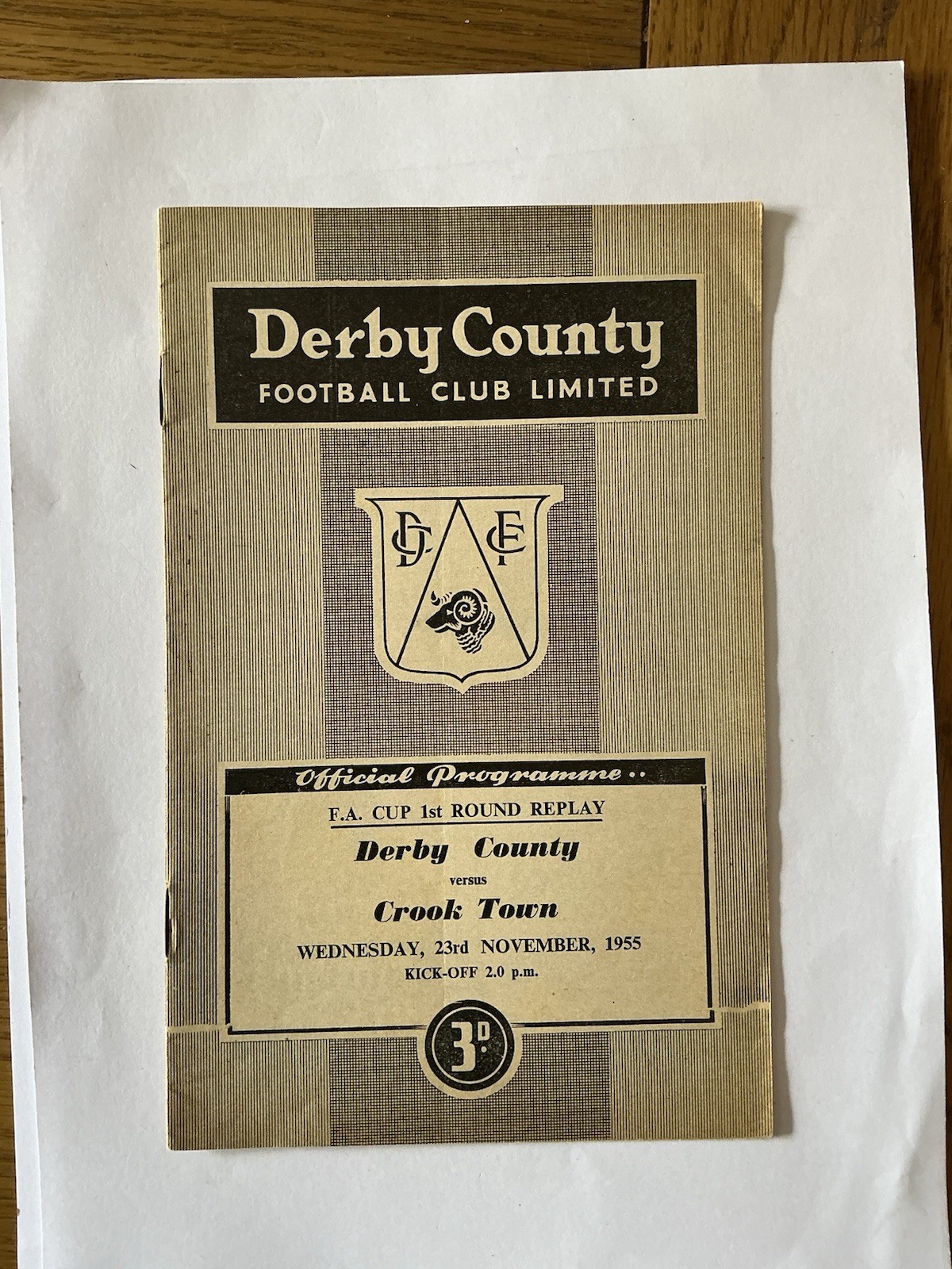DERBY COUNTY v CROOK TOWN  FAC Replay  1955/6. for sale on Ebay