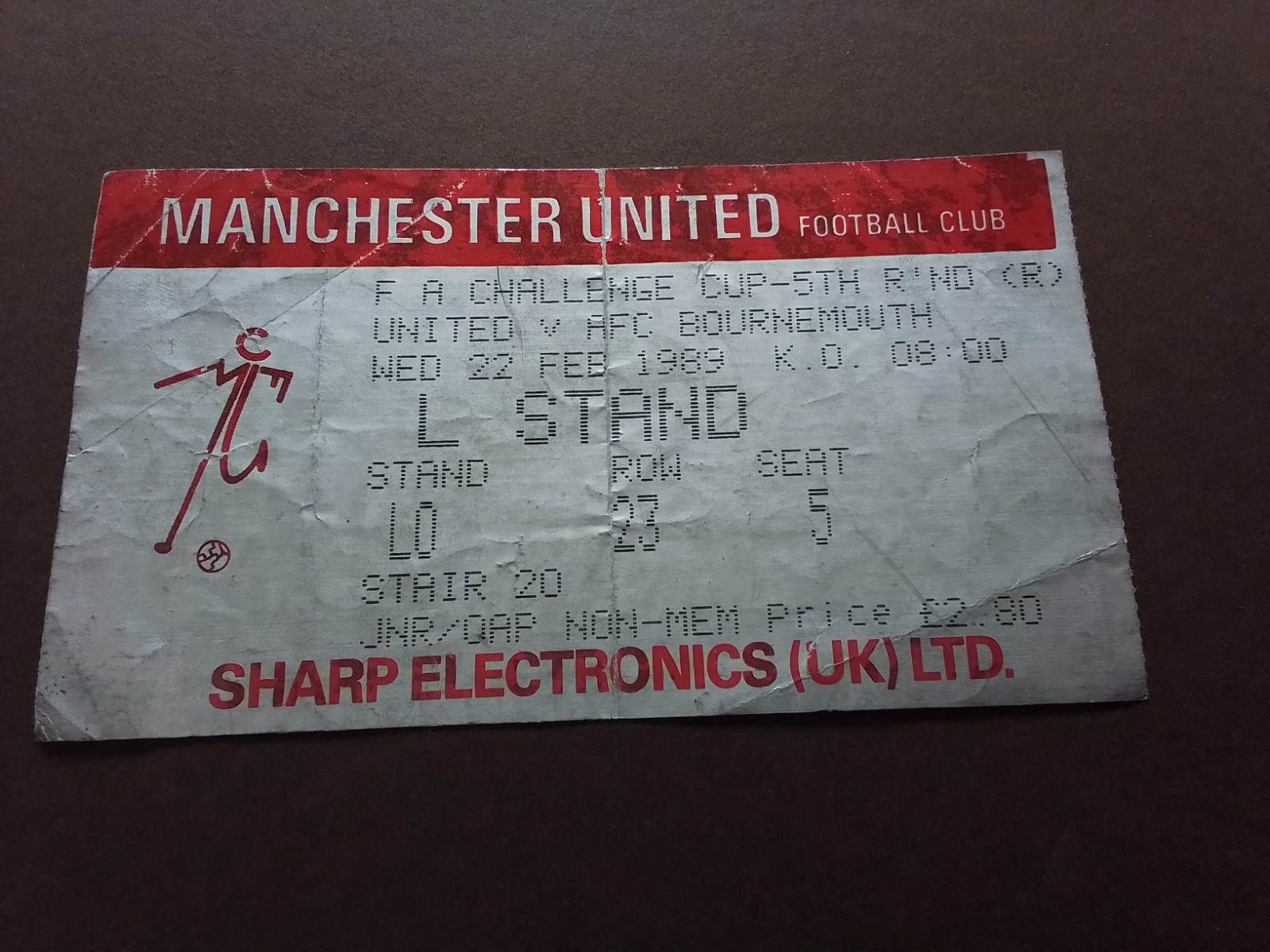 Manchester United v Bournemouth FA Cup 5th Round Replay 1988/9 for sale on Ebay