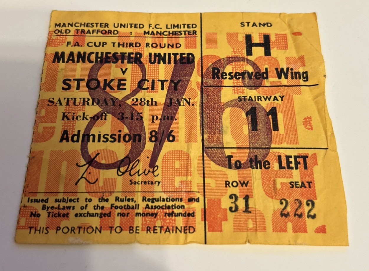 TICKET  1966/67 Manchester Man United V Stoke City FA Cup for sale on Ebay