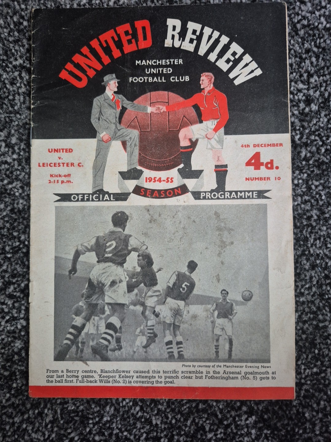 MANCHESTER UNITED V LEICESTER CITY 1954-55 DIV 1 for sale on Ebay