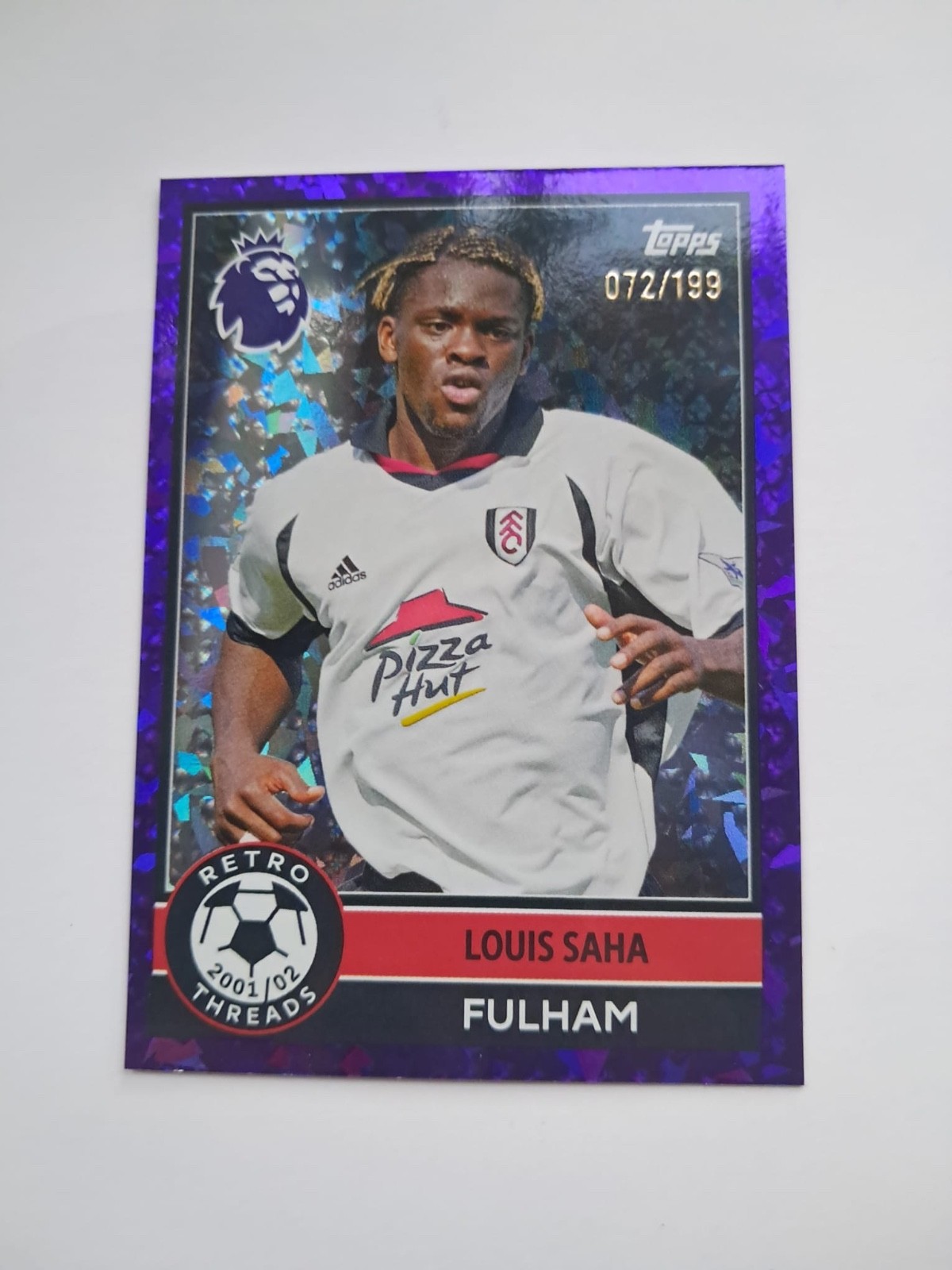 Topps Premier League 25/26 Fulham Louis Saha Retro Purple Sparkle #72/199 for sale on Ebay