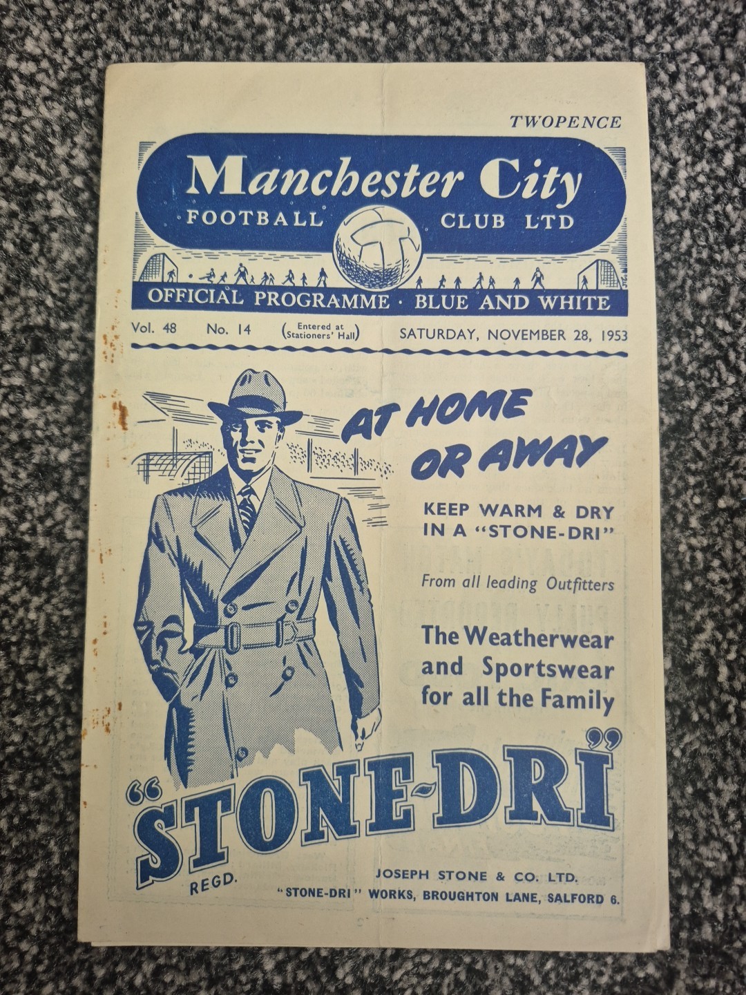 MANCHESTER CITY V WEST BROMWICH ALBION 1953-54 DIV 1 for sale on Ebay
