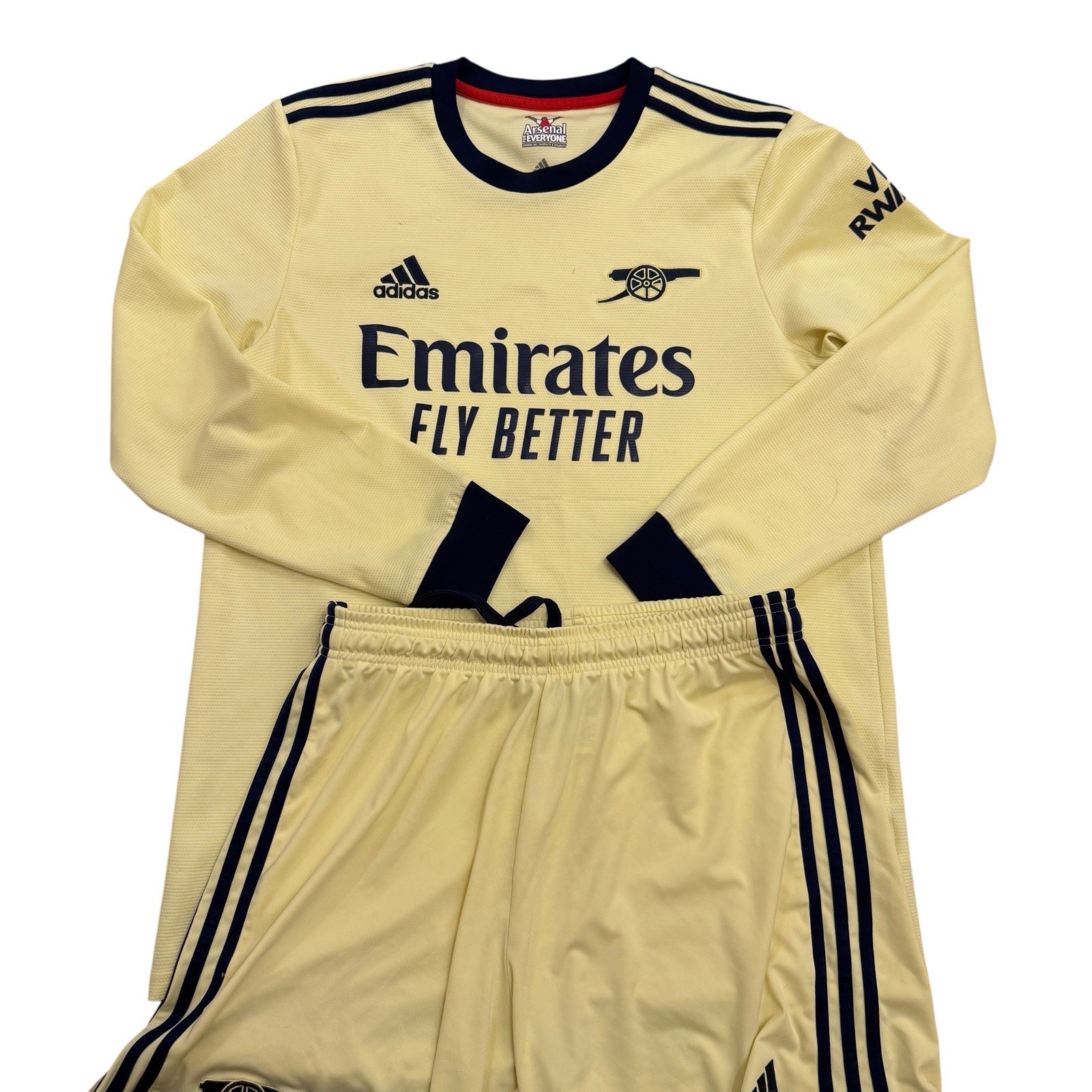 Arsenal 2021/22 Away Original Football Shirt  & Shorts- Large - Long Sleeve for sale on Ebay
