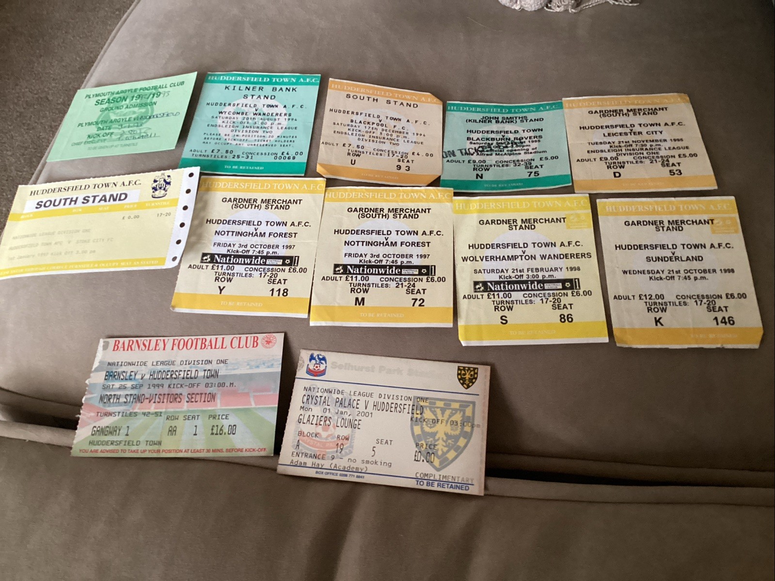 Huddersfield Town match tickets x 12 (1993-2001) for sale on Ebay