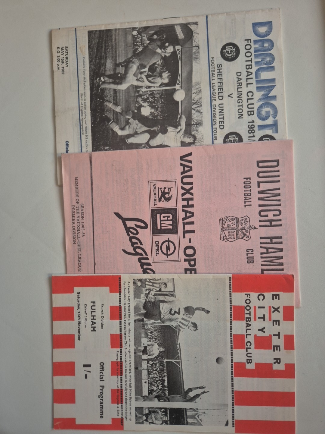 Exeter, Darlington And Dulwich Hamlet Football Programmes for sale on Ebay