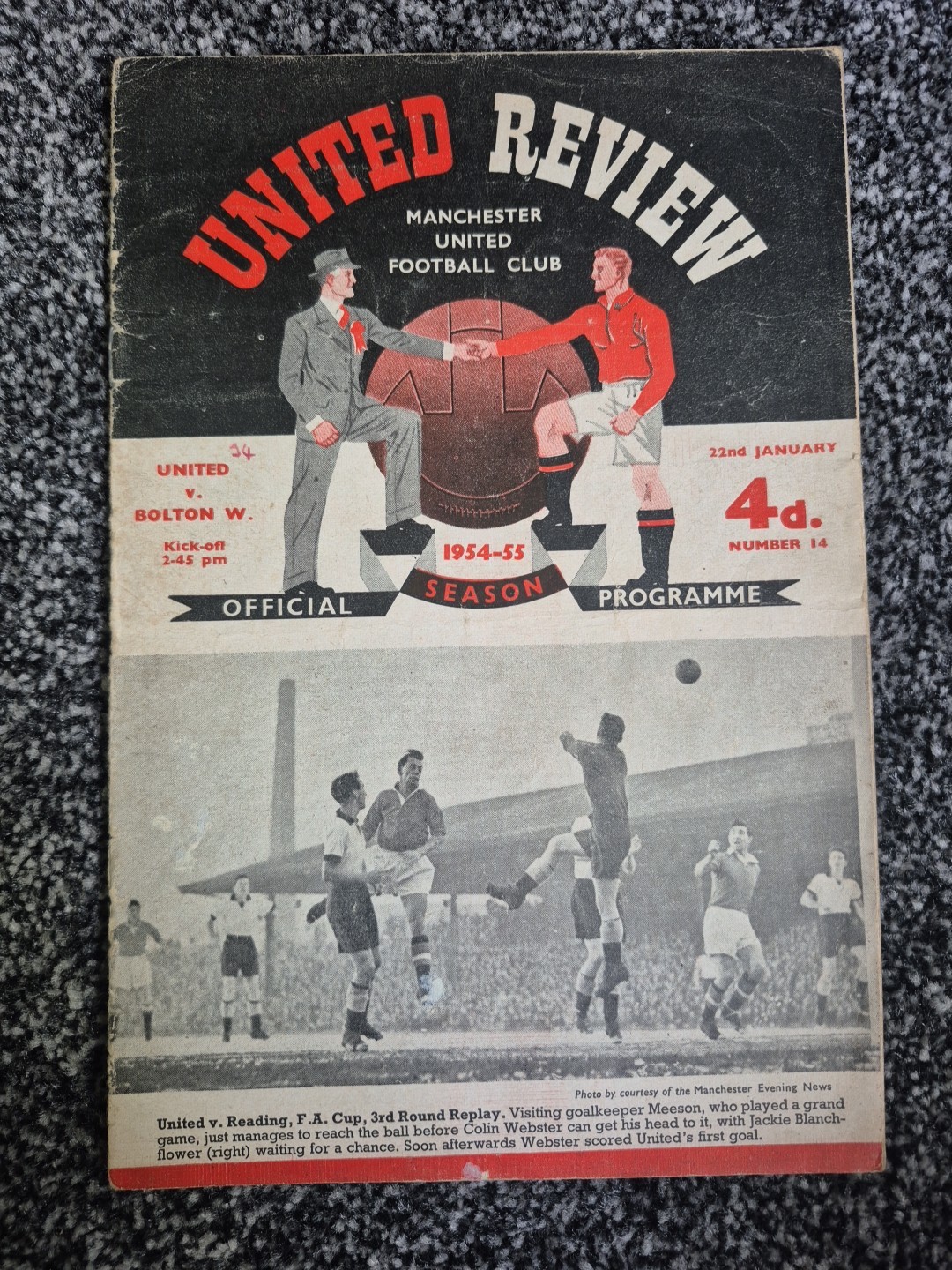 MANCHESTER UNITED V BOLTON WANDERERS 1954-55 DIV 1 for sale on Ebay