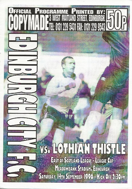 Edinburgh City v Lothian Thistle East of Scotland League Cup 14th Sept 1996 for sale on Ebay