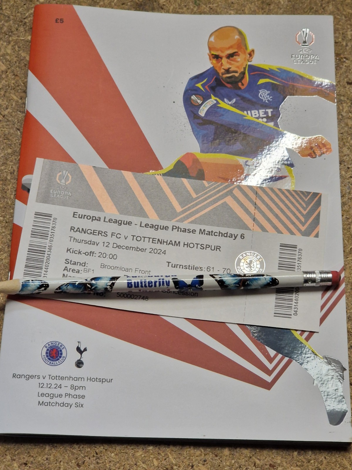 Rangers v Tottenham Hotspur 2024-2025 Europa League, Programme and Ticket for sale on Ebay