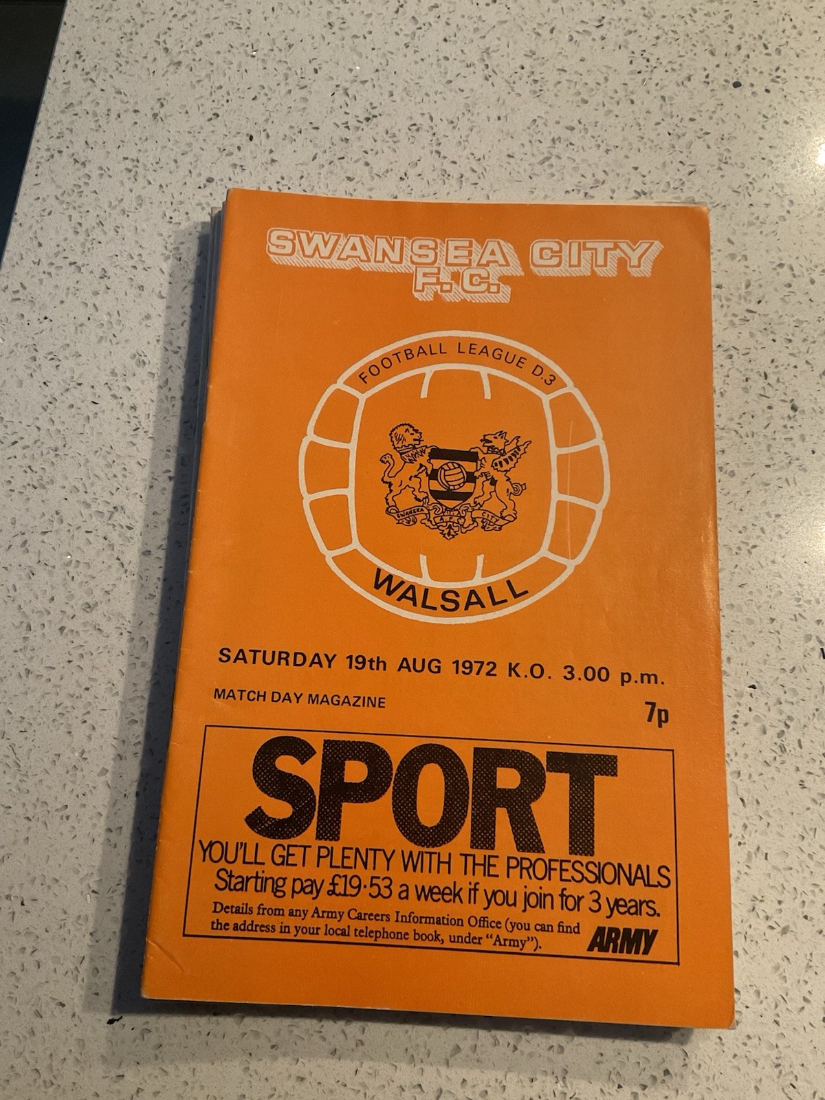 Swansea City v Walsall 19th Aug 1972 for sale on Ebay