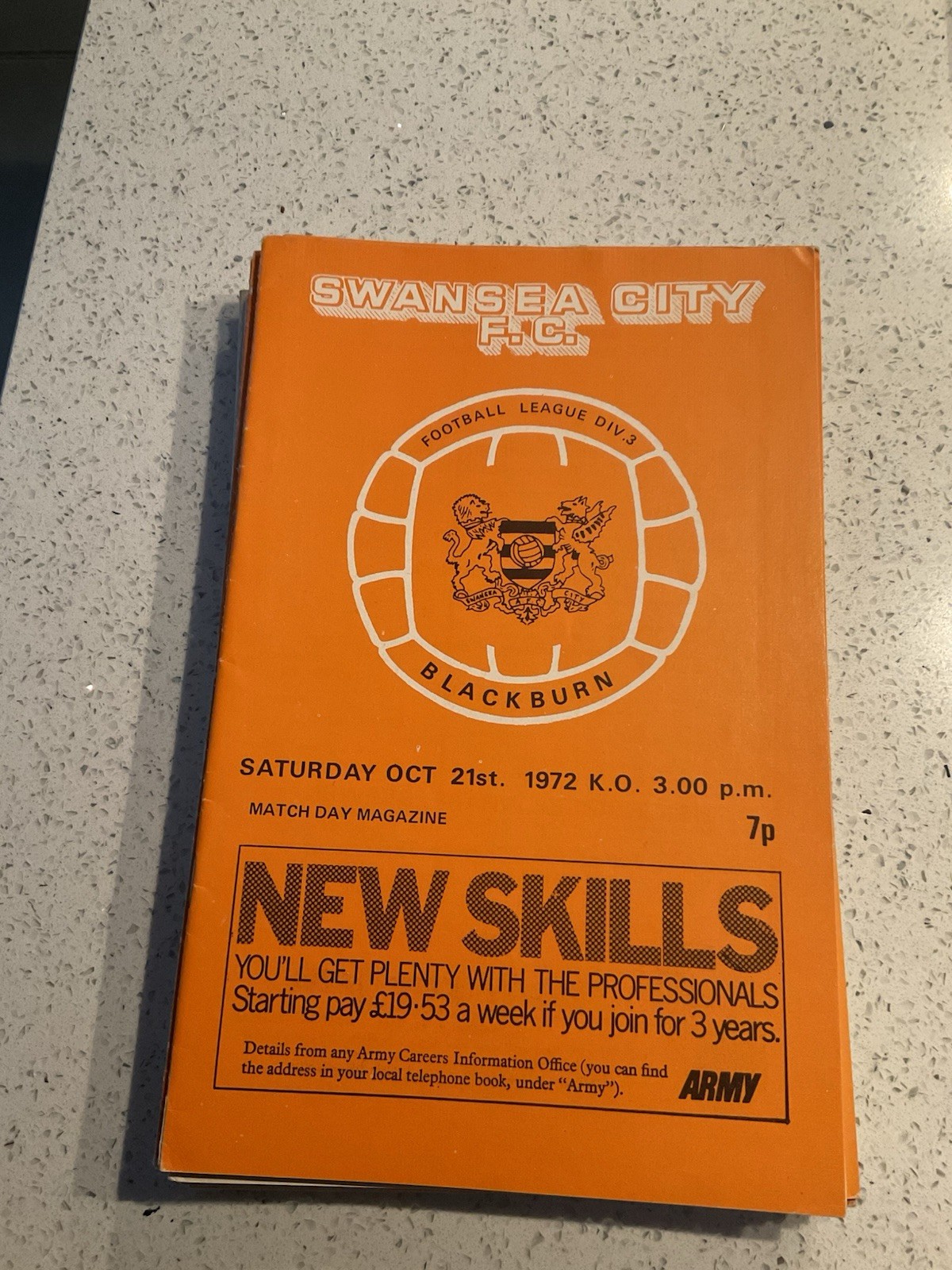 Swansea City v Blackburn Rovers 21st Oct 1972 for sale on Ebay