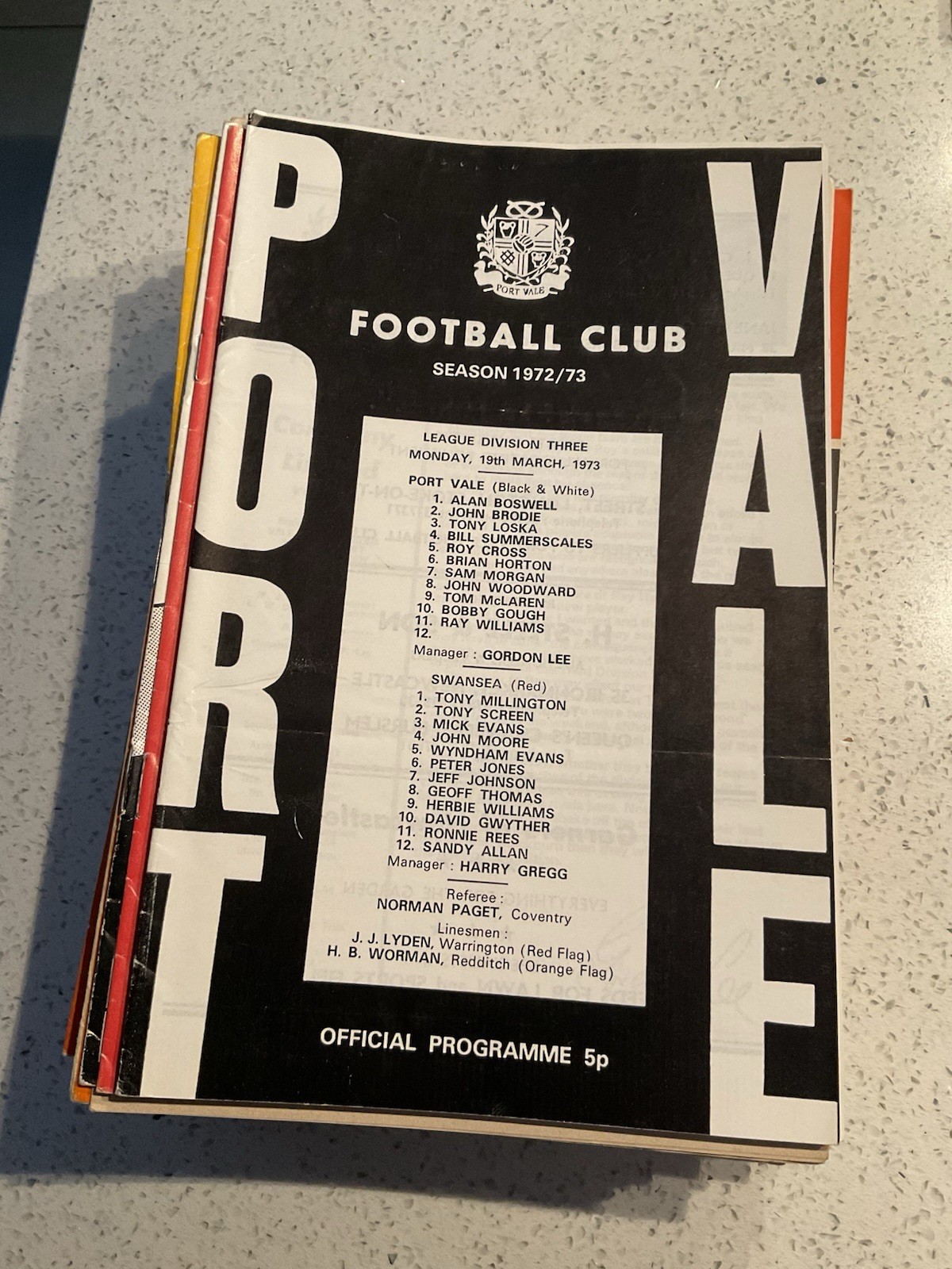 Port Vale v Swansea City 19th Mar 1973 for sale on Ebay