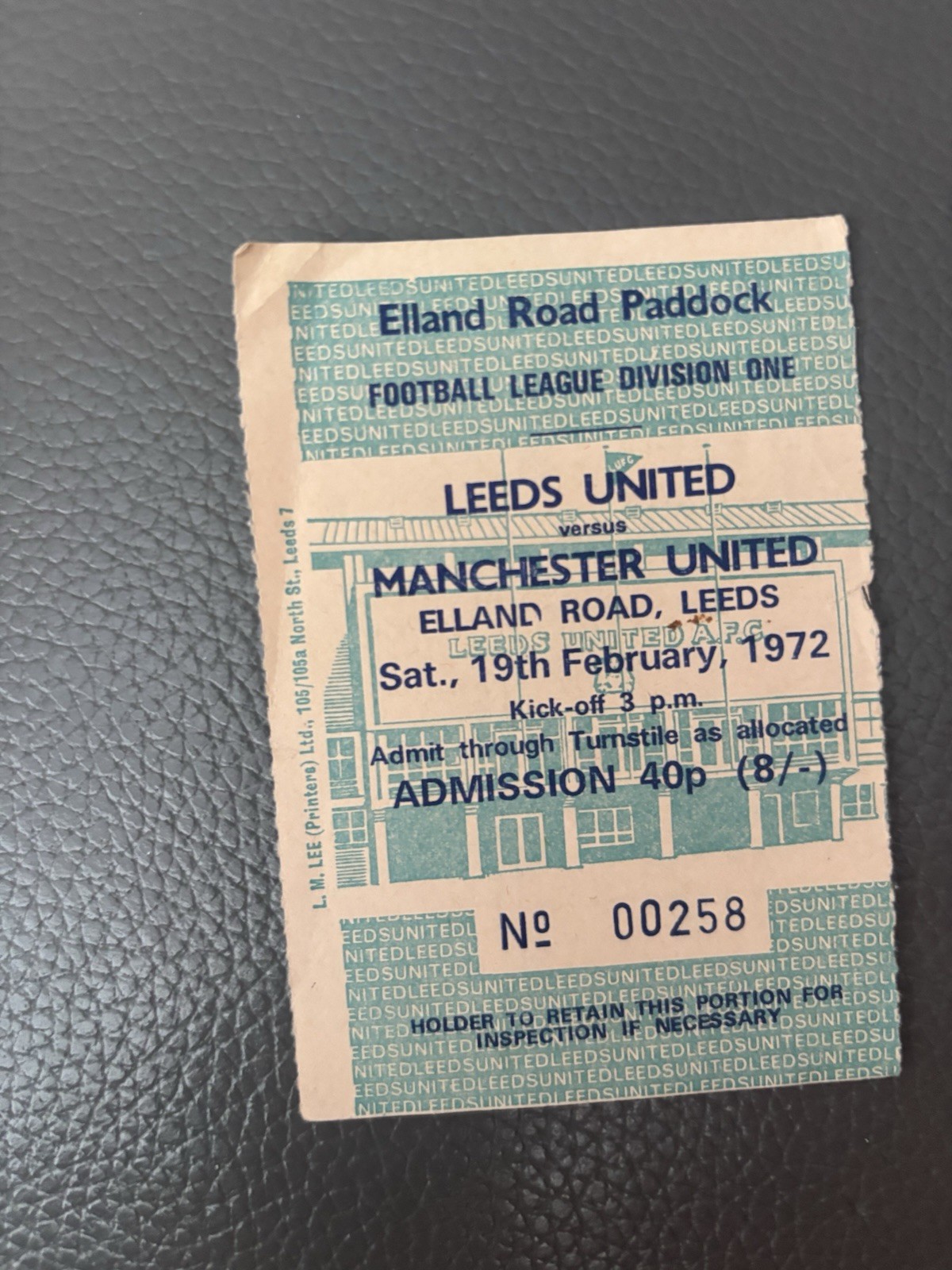 Leeds United V Manchester United 1972 Ticket for sale on Ebay