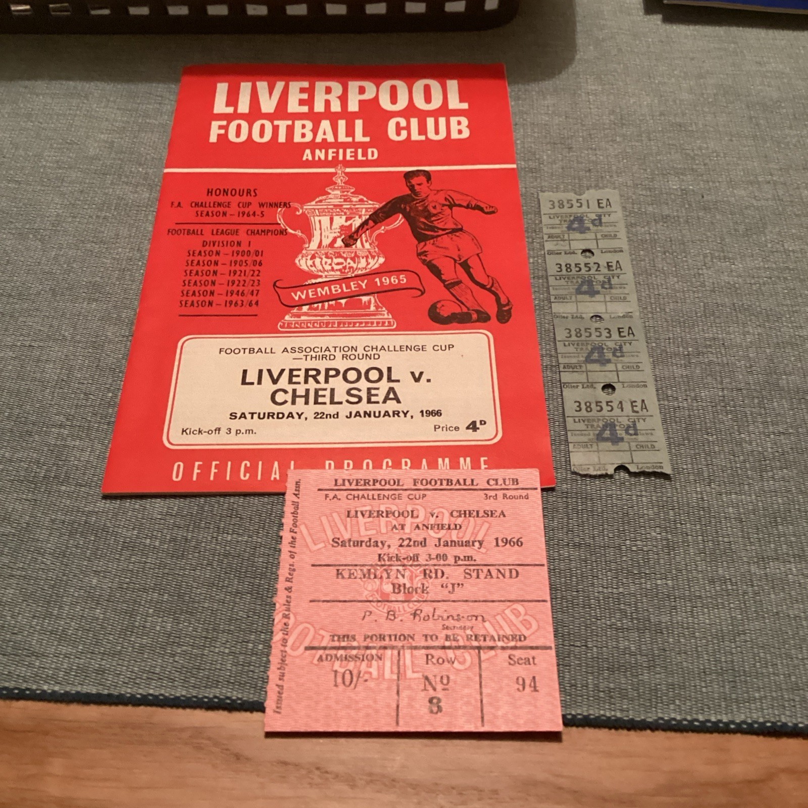 1965/66 Liverpool v Chelsea FAC Plus Match ticket and rail tickets for sale on Ebay