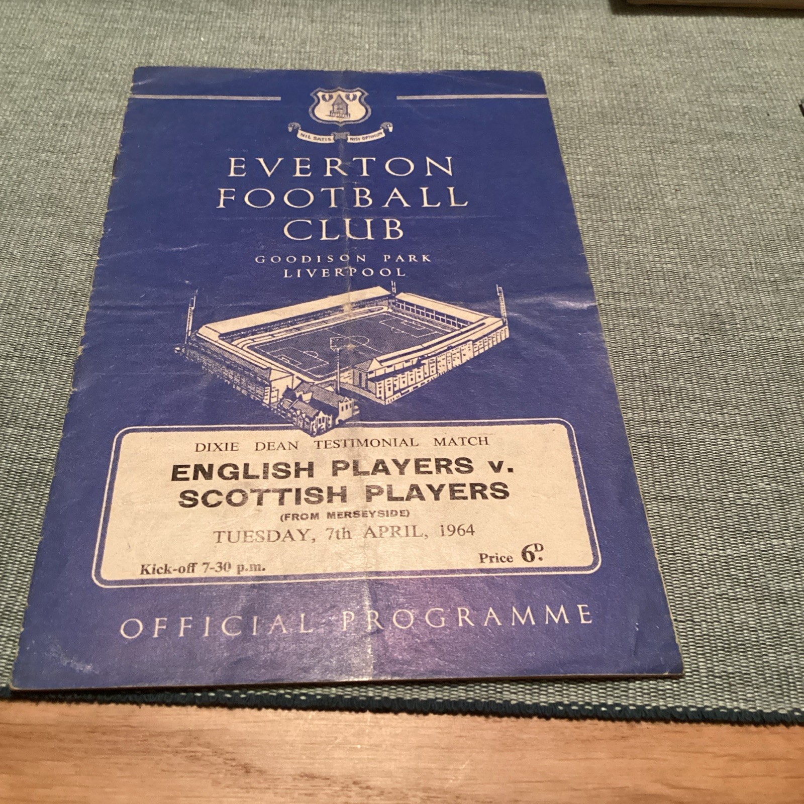 1963/4 English players v Scottish players. Dixie Dean testimonial  for sale on Ebay