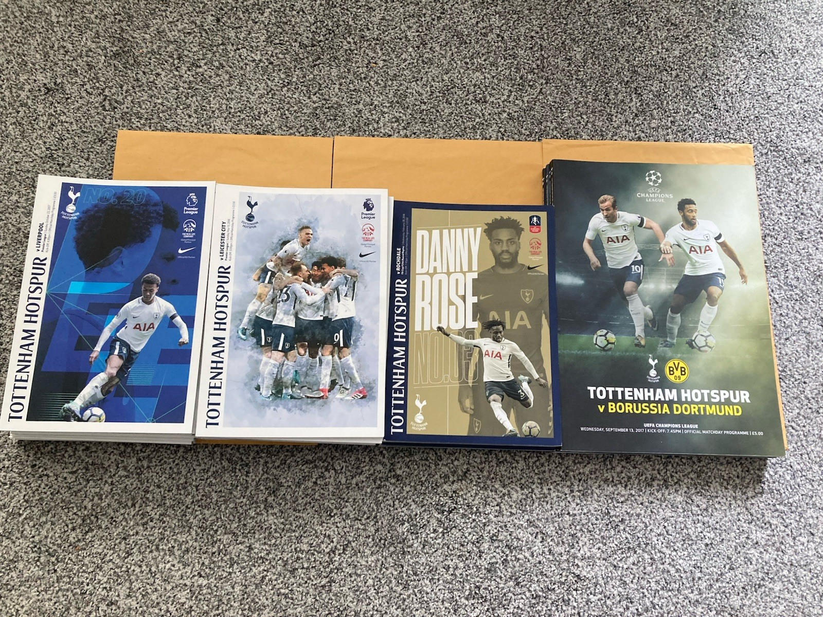 Complete Season  of 28 Tottenham Home Programmes 2017-18 Season. for sale on Ebay