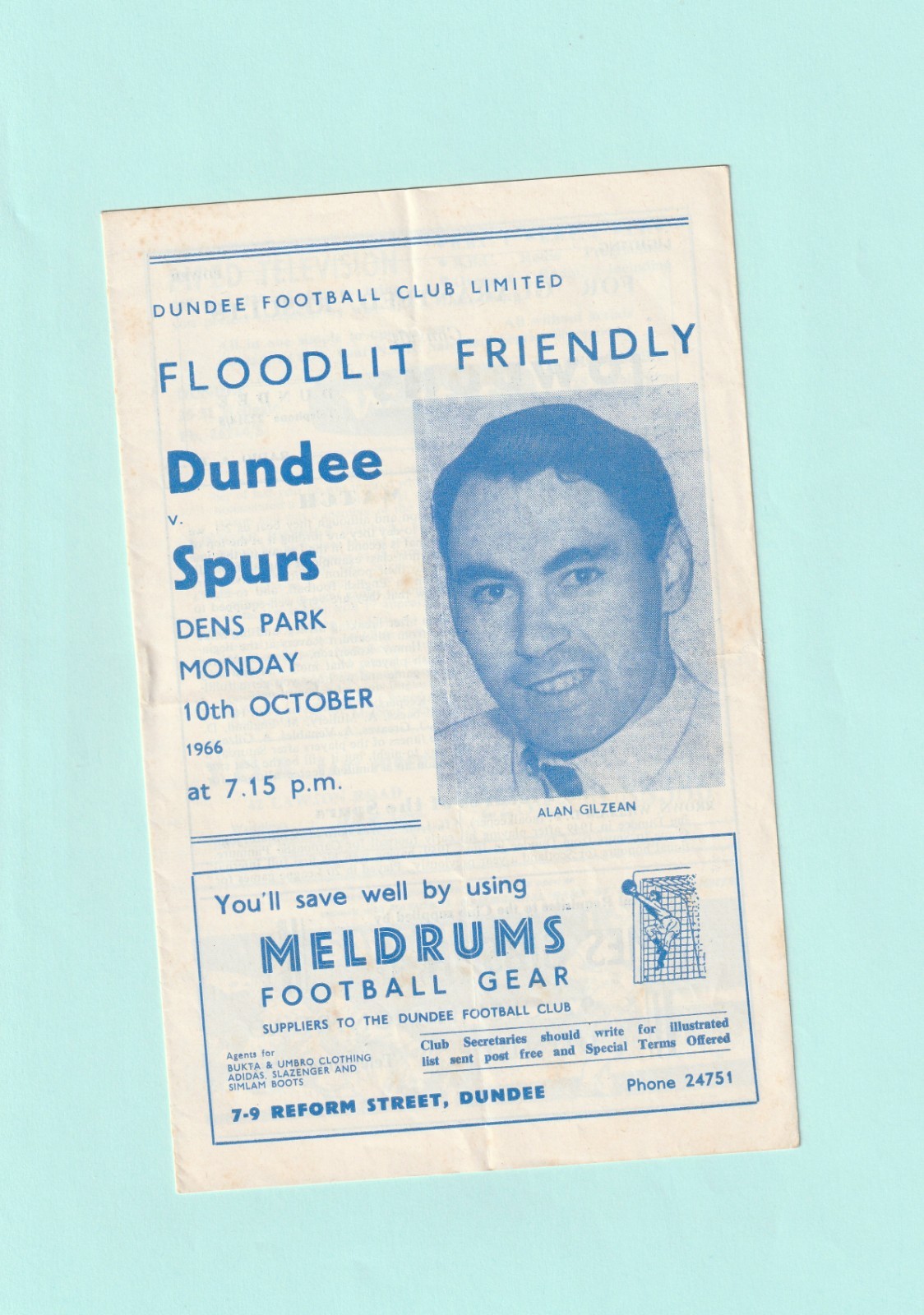 1966-1967 FRIENDLY : DUNDEE v TOTTENHAM / SPURS ON 10TH OCTOBER 1966 for sale on Ebay