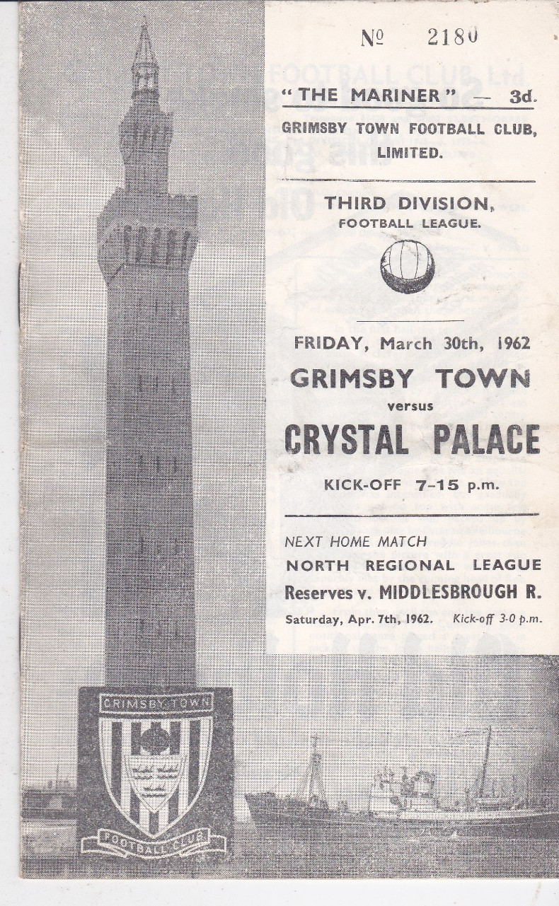 1961 1962     GRIMSBY TOWN V   Crystal Palace for sale on Ebay