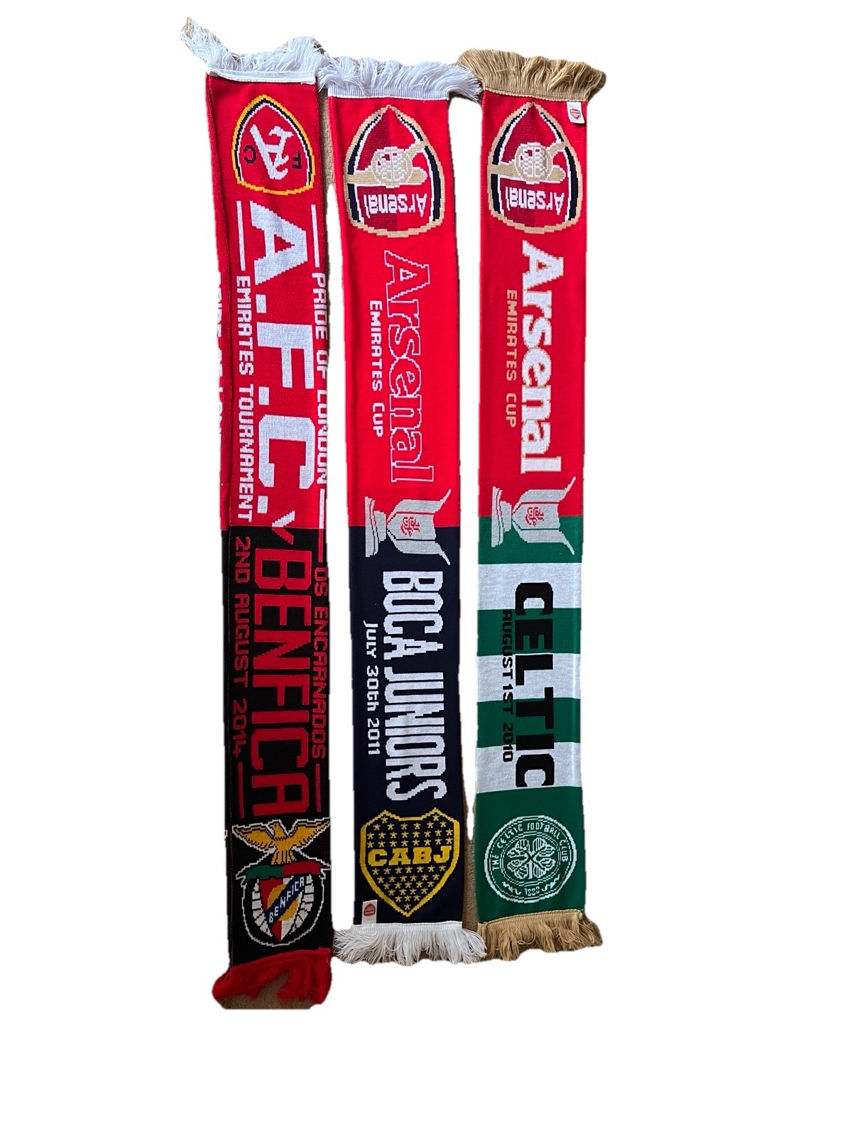 Arsenal Emirates Cup. 2010/2011/2014 Football Scarf Bundle X3 for sale on Ebay