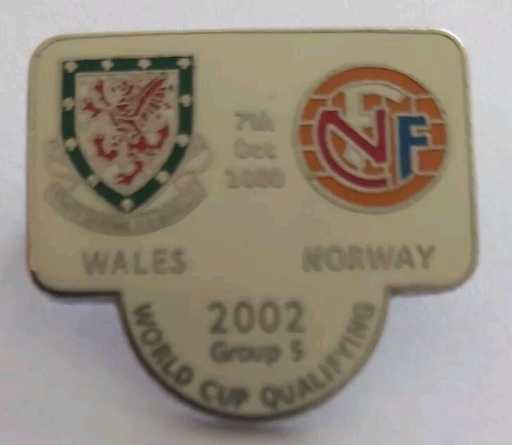 WALES v NORWAY 2002 WORLD CUP QUALIFIER ENAMEL MATCH BADGE # for sale on Ebay