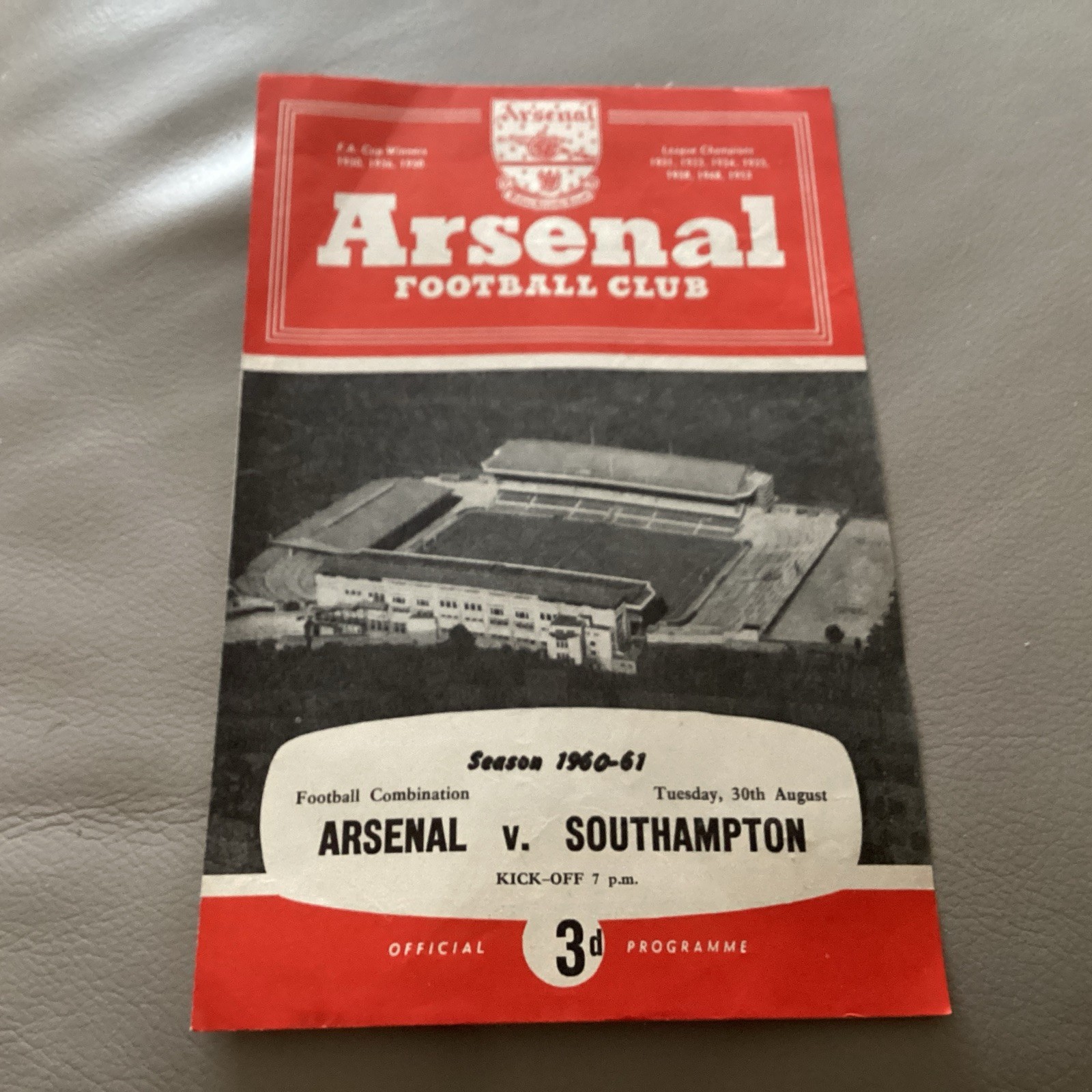 1960/1 Arsenal Reserves v Southampton 30 August 1960 Football Combination Dodgin for sale on Ebay